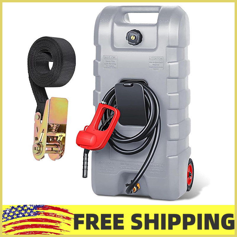 ⛳15 Gal Gas Can w/Casters,Manual Siphon Pump&10FT Hose w/Manual Transfer Nozzle