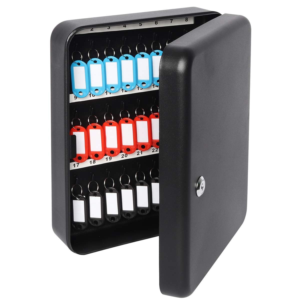 48 Key Storage Lock Box Wall Mount Metal Security Cabinet 11.81×9.45″ Black