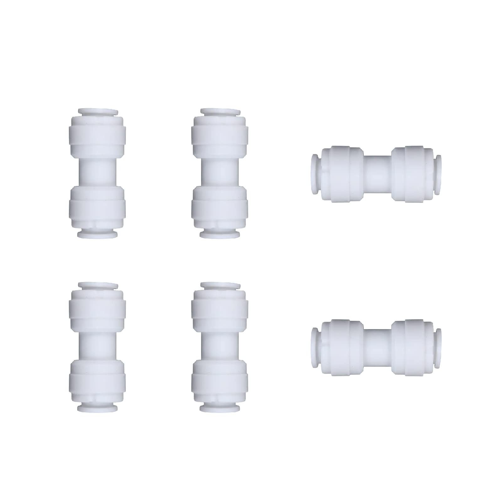 EZRODI 6pcs White Plastic Union Connector 5/16-in OD x 1/4-in OD,