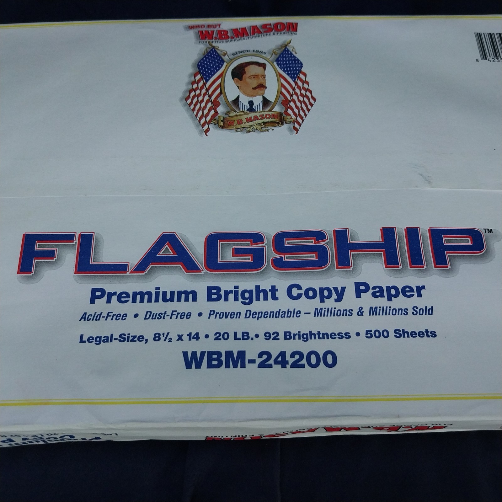 Flagship 8 1/2 x 14 Copy Paper WB MASON 500 Sheets per pack 92 bright 20#