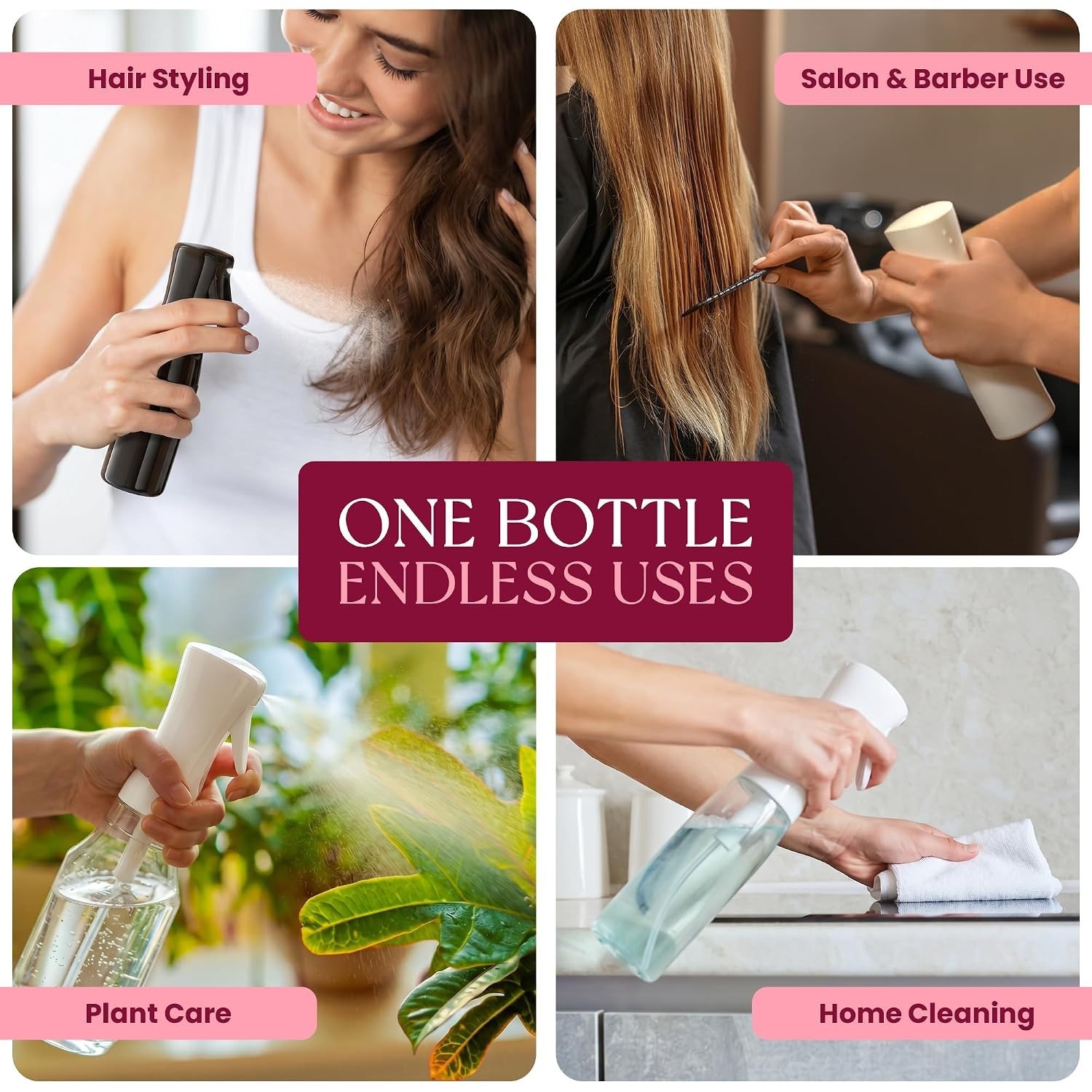 BeautifyBeauties Spray Bottle For Hair – Continuous Mister 10.1 Ounces, Clear