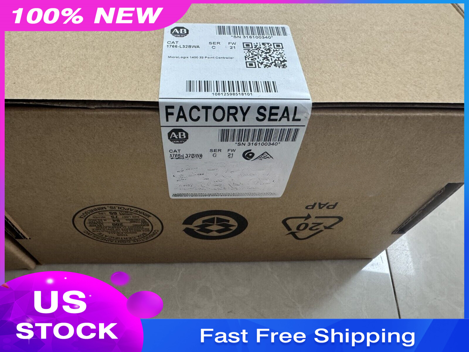 NEW V Allen-Bradley 1766-L32BWA 1400 32 Point Controller Fast shipping