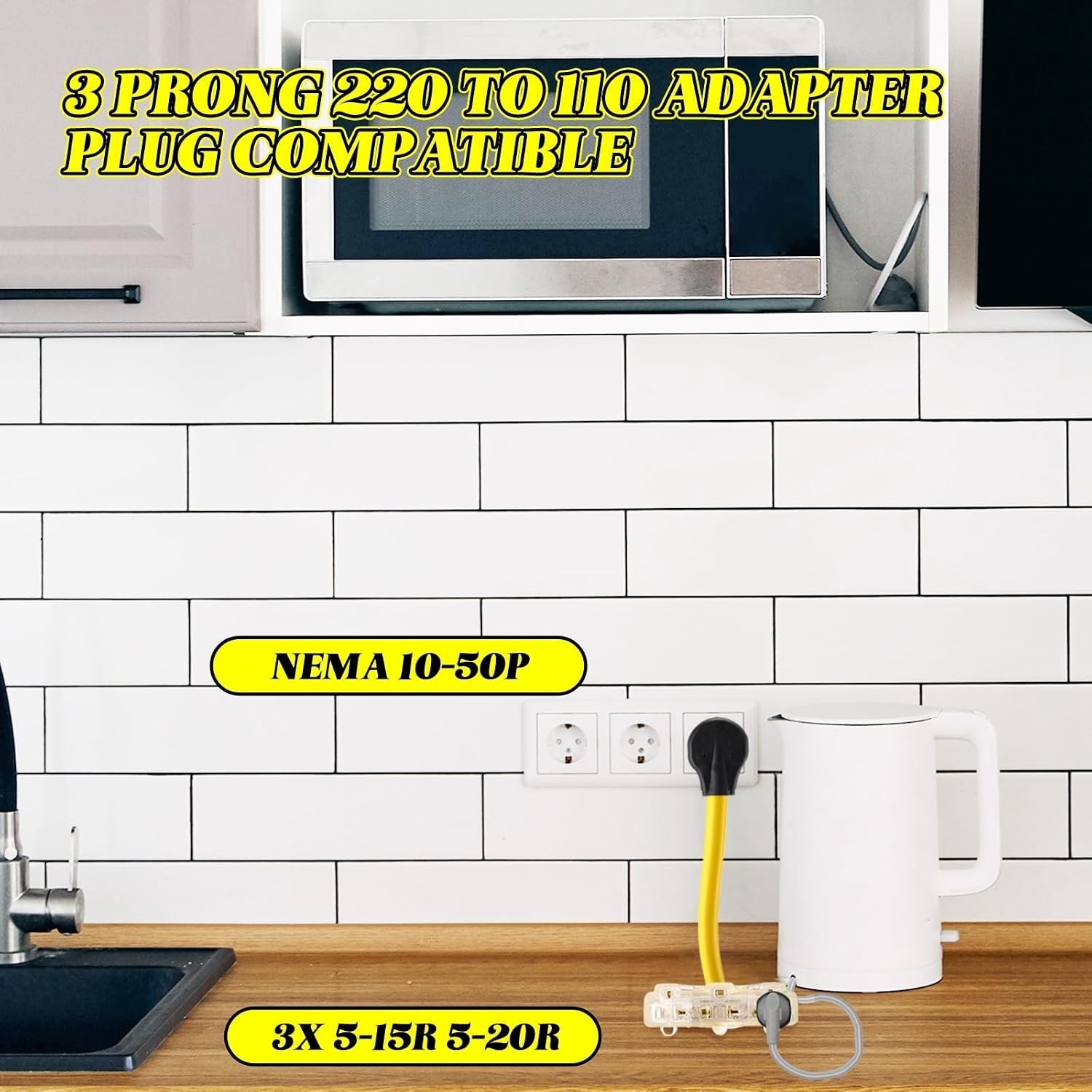 3 Prong 220V to 110V Adapter Plug for Gas Stove, Oven Converter NEMA 10-50P