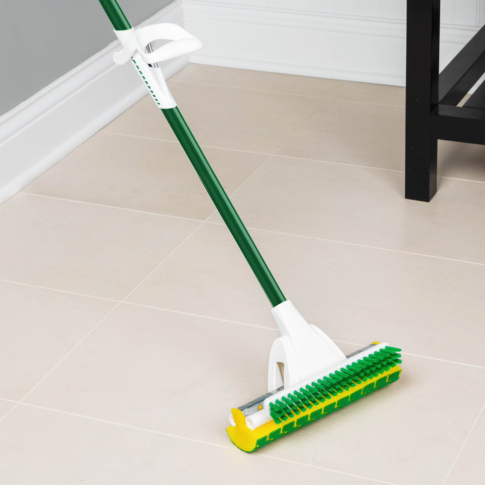 Libman Nitty Gritty Sponge Mop With Built-in Scrub Brush and Steel Handle