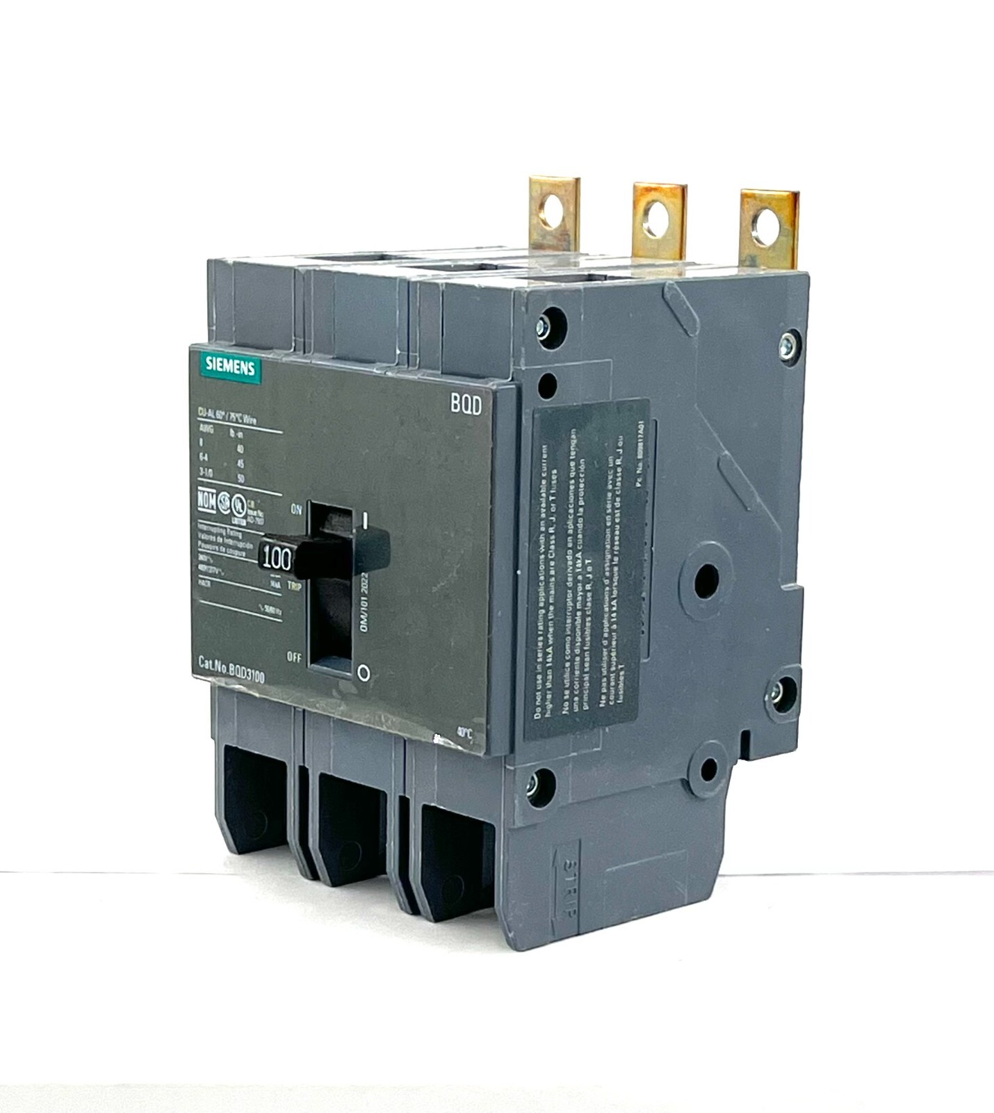 NIB – Siemens – BQD3100 – Molded Case Circuit Breaker – 100A, 3-Phases, 480V