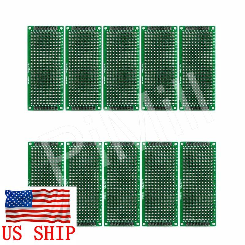 10pcs Double Side Prototype PCB Tinned Universal Bread board DIY 3x7cm US Stock