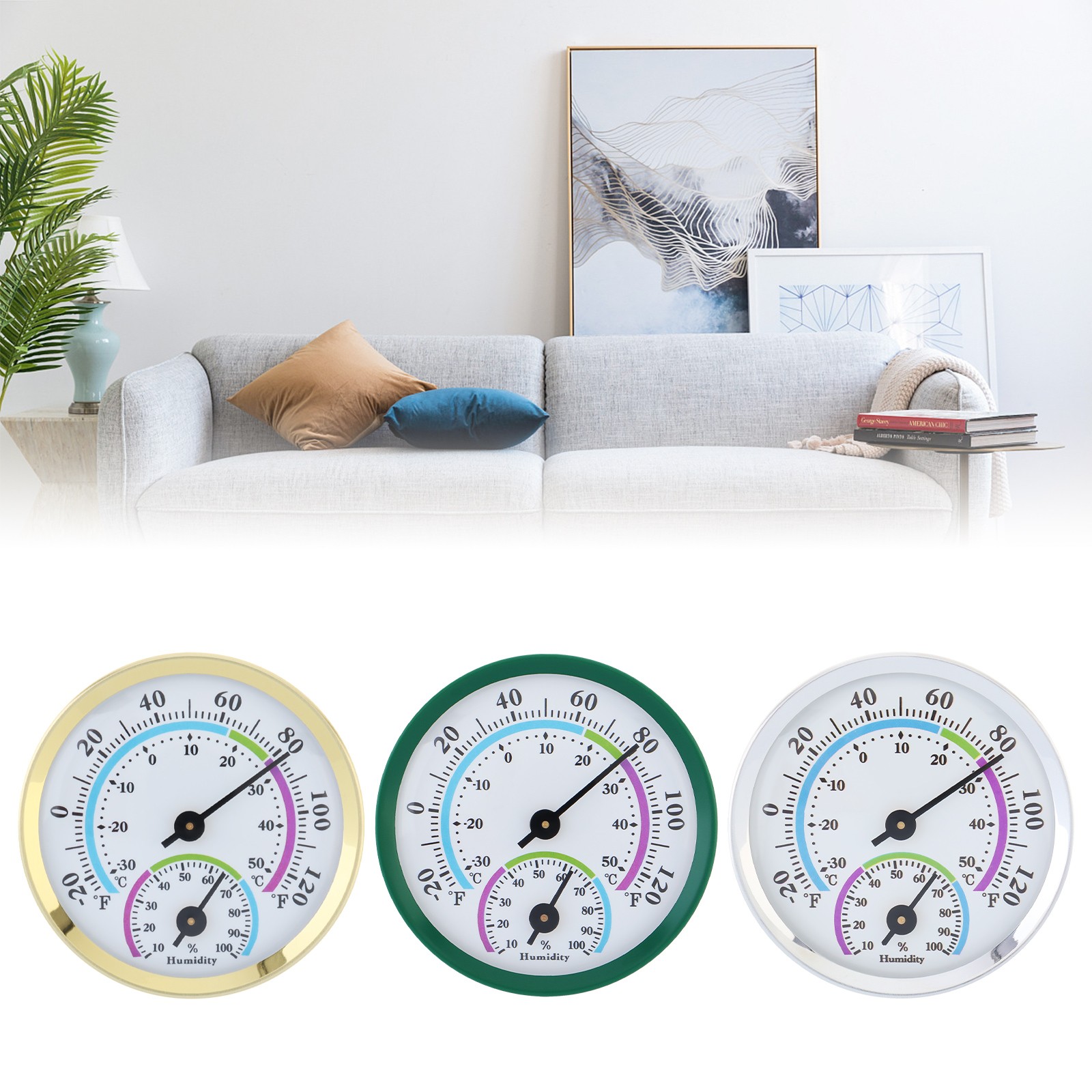2 in 1 Temperature Hygrometer Analog Humidity Monitor Gauge Indoor / Outdoor