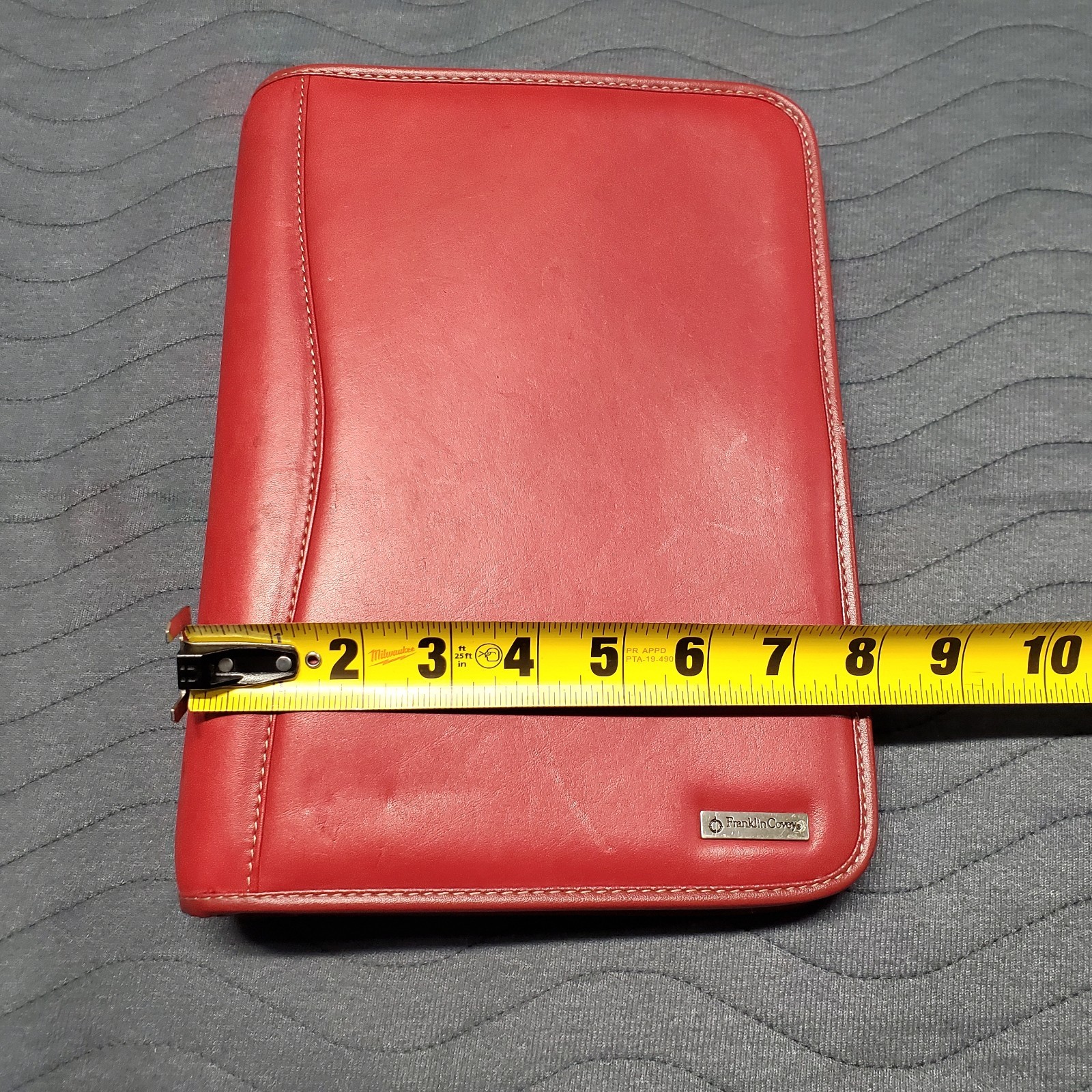 ​VTG Franklin Covey 7 Ring Leather Planner Organizer Zip Up Cranberry Red 11″x8″