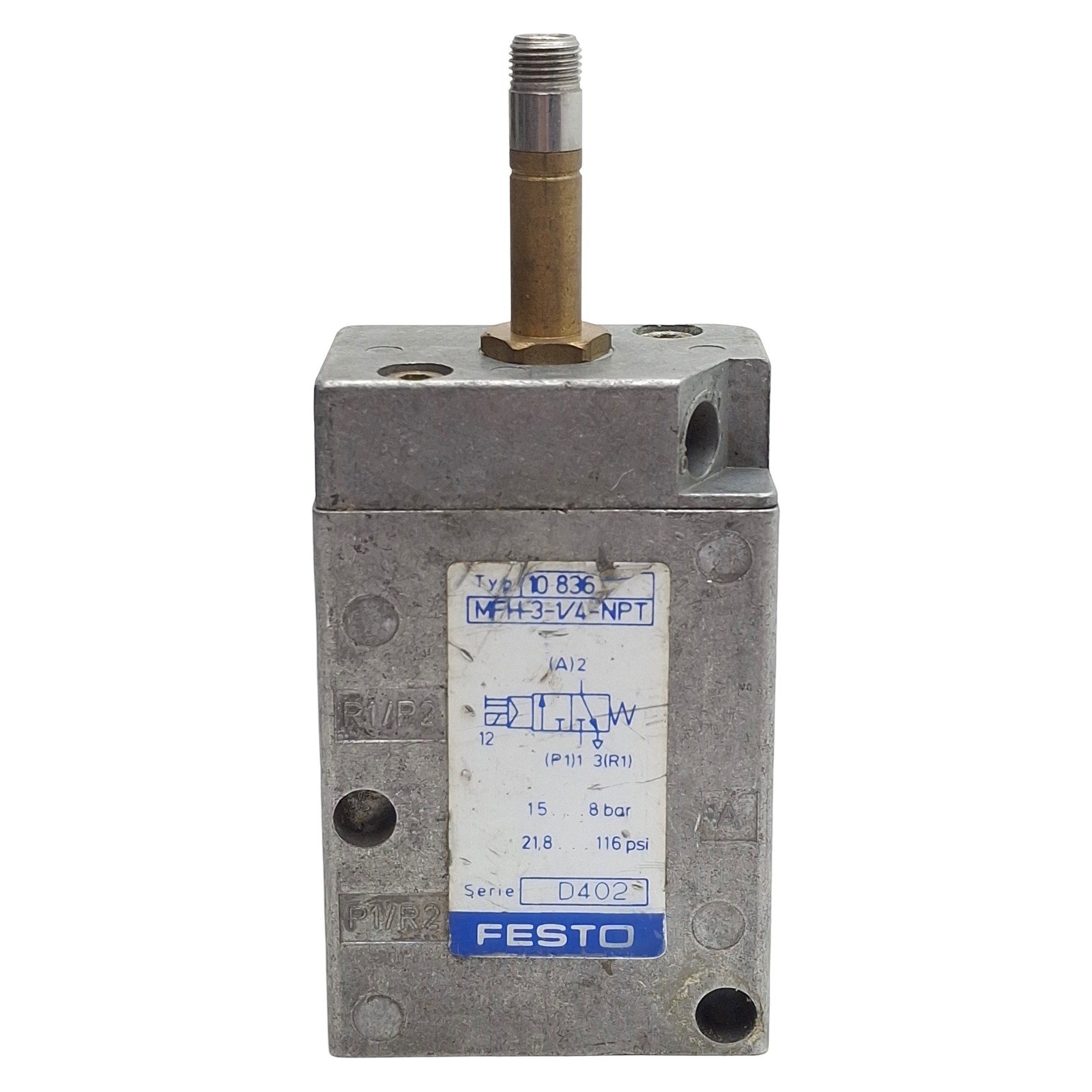 Festo MFH-3-1/4-NPT Solenoid Valve, 3/2-Way, 1/4in NPT, M5, 0.15-0.8MPa