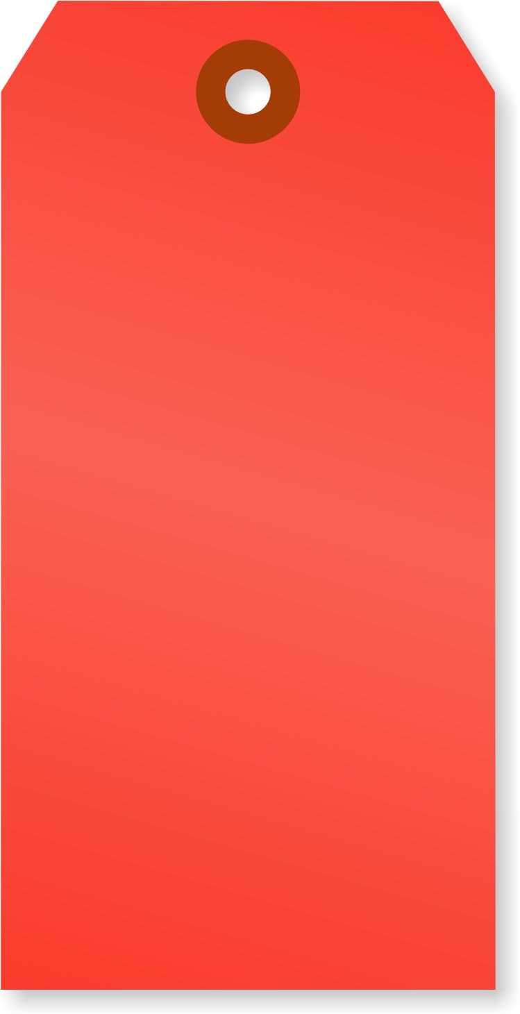 100-Pack Size#5 Fluorescent Red Blank Tags 4.75×2.375in Pre-Punched Hole