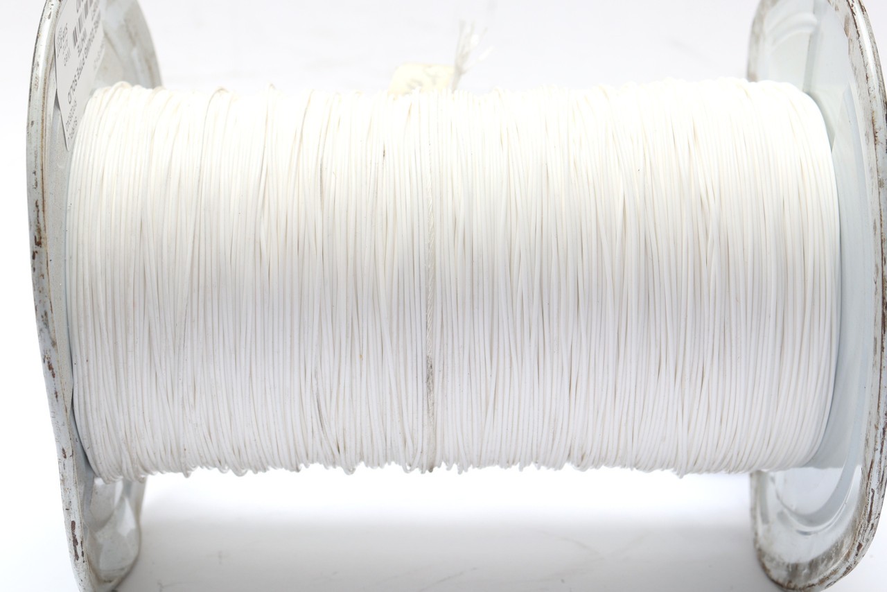 22AWG Solid Conductor Silver Plated Copper, PTFE Insulated Wire, White, 100ft