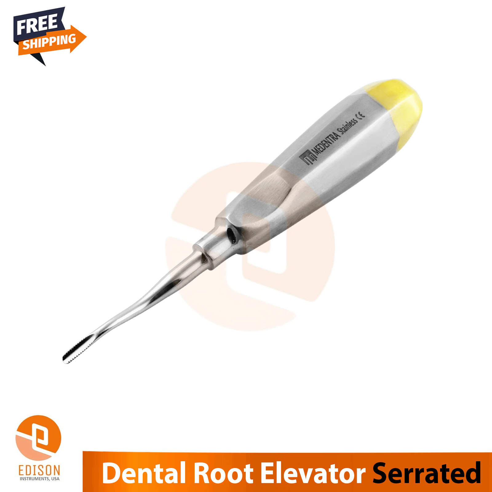 Dental Tooth Extracting Elevators #77R Serrated Oral Surgery Half Gold Handle