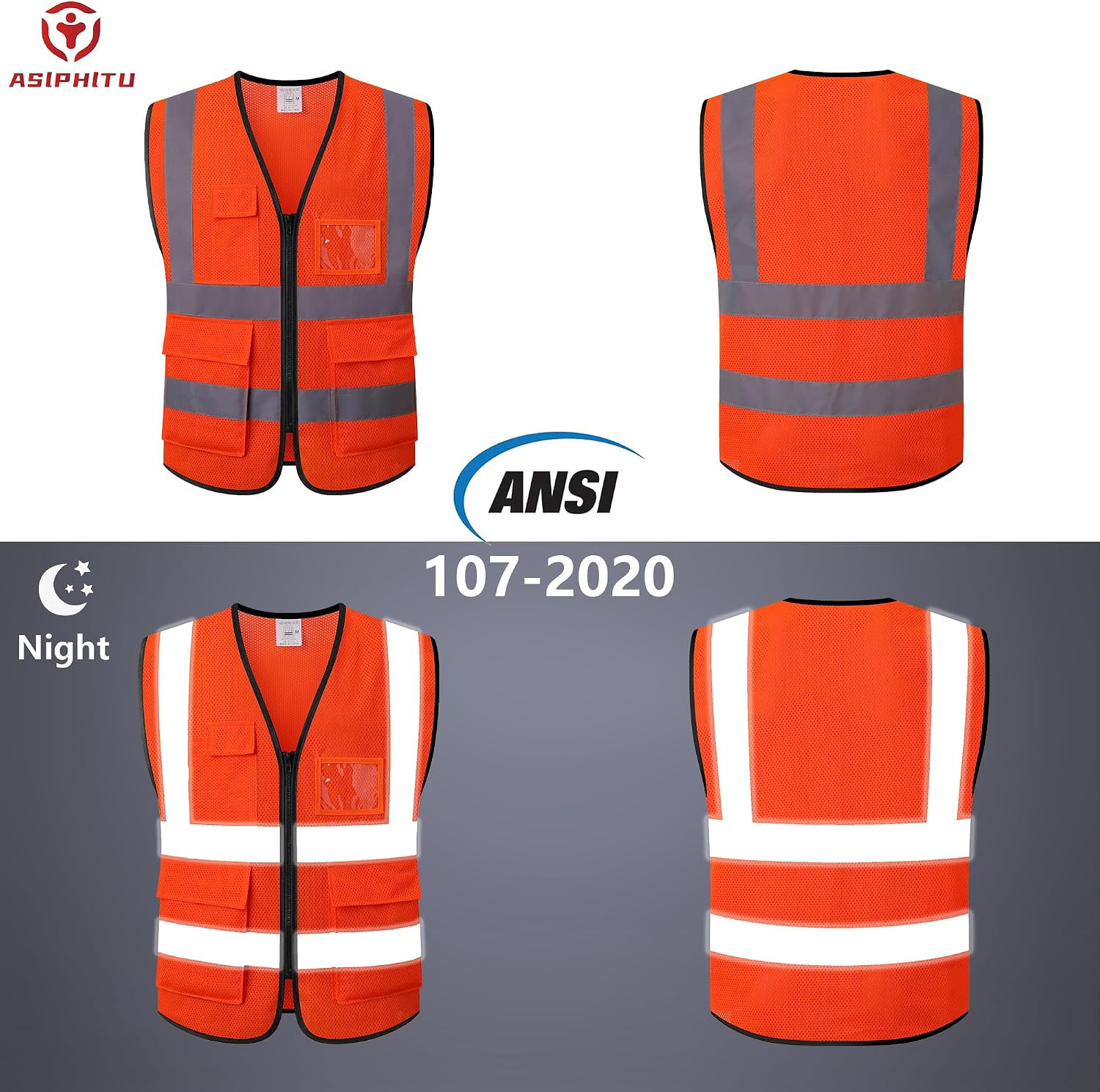 Reflective Safety Vest for Men Women Construction Vest Meet ANSI/ISEA Standard