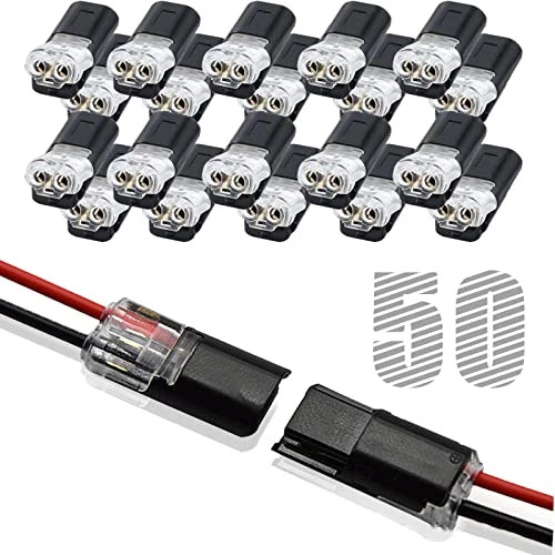 50 PCS Double-Wire Plug-in Connector, Cable Clamp with Locking Buckle AWG 18-22