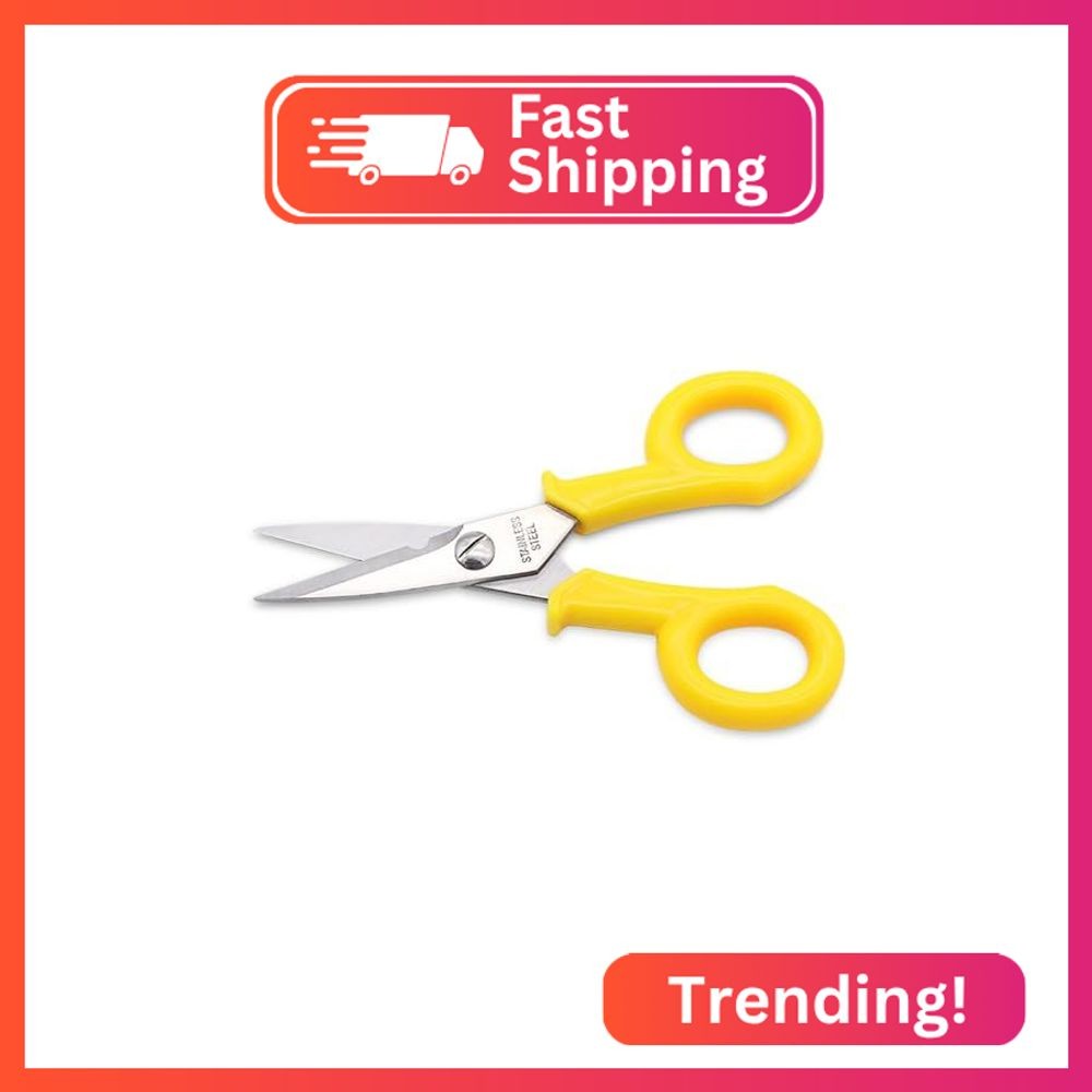 Small Yellow Scissors for Office, 6 inch Electrical Scissor, Heavy-Duty Cable Cu