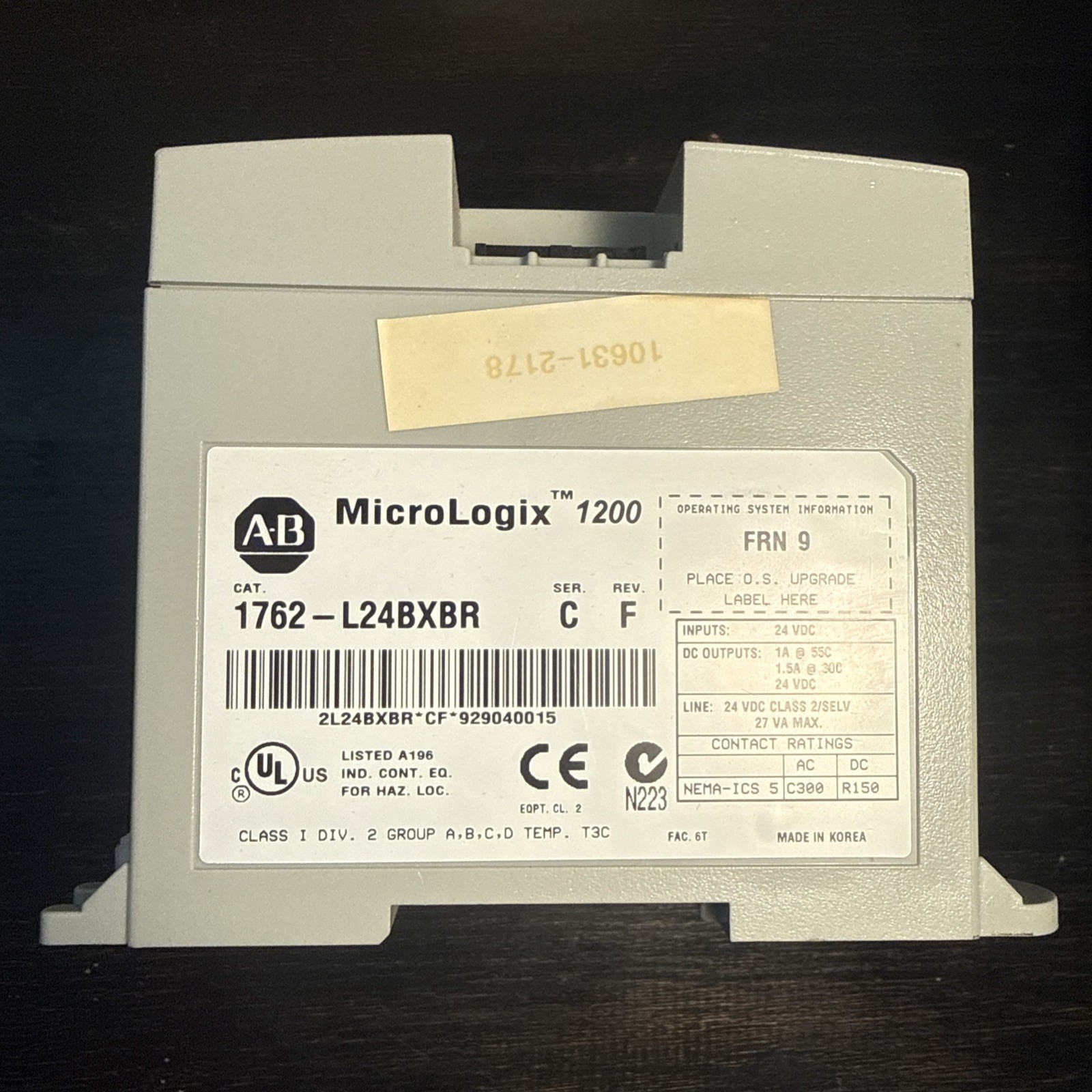 Allen-Bradley Micro Logix 1200 1762-L24BWA Control Module 100-240Vac 50/60Hz