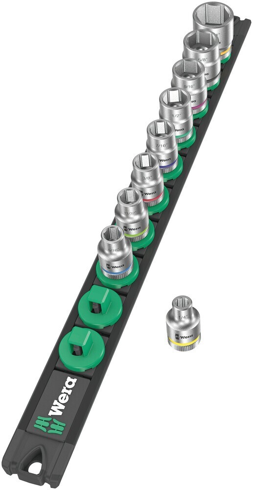 Wera Magnetic Socket Rail B1 Imperial SAE 9 Pce Set 3/8 Drive 05005450001