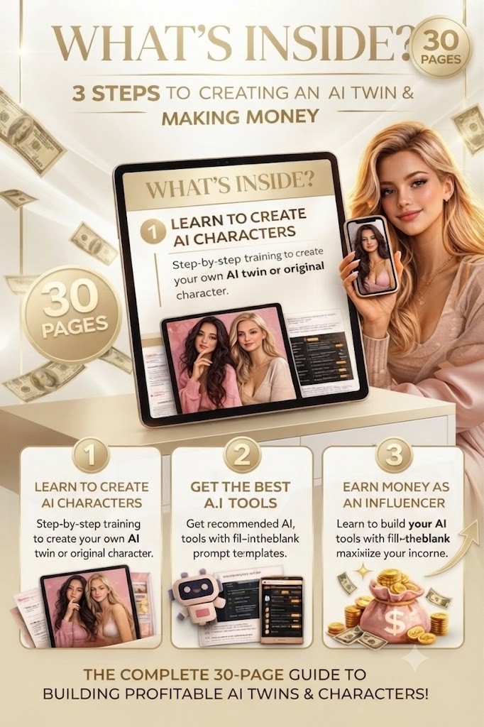 AI Influencer Guide | Create Your AI Twin & AI Content Creator | Canva Templates