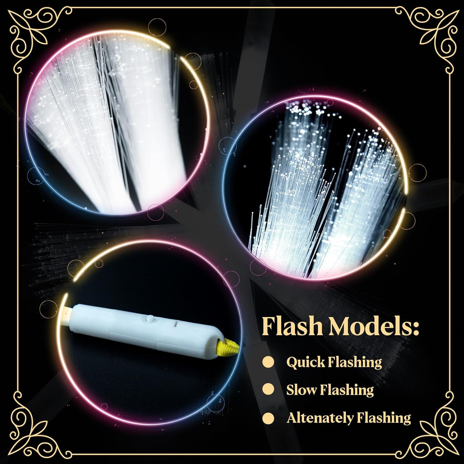 100 PCS White Fiber Optic Wands, LED Fiber Wands, Wedding Party Supplies