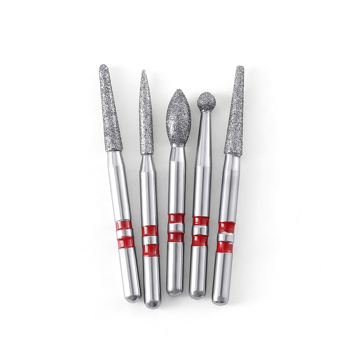 5pcs Dental Diamond Zirconia Cutting Burs Kit FG 1.6mm Fit High Speed Handpiece