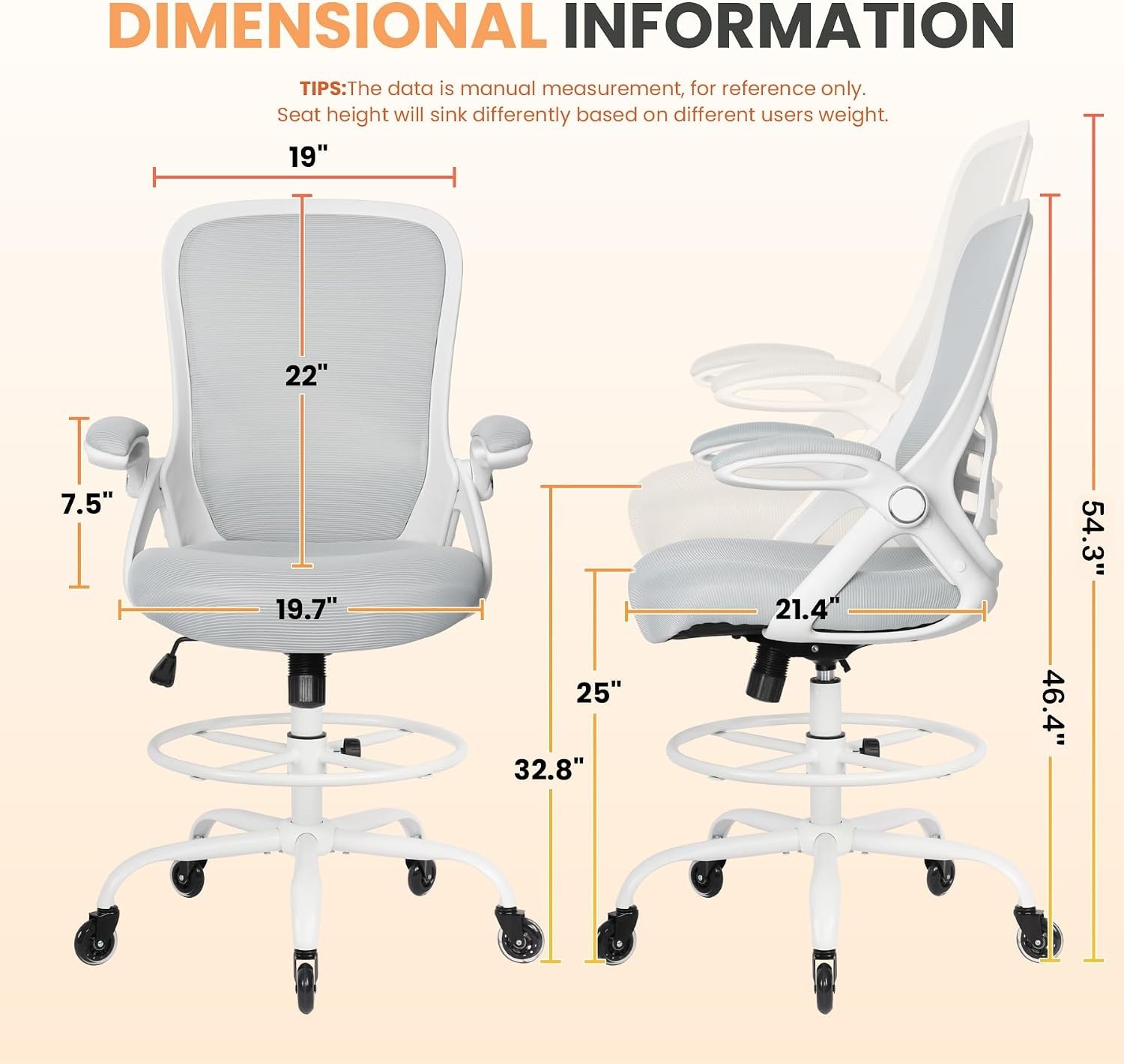Elegant Ergonomic Drafting Chair – Adjustable Height & Footrest for Comfort