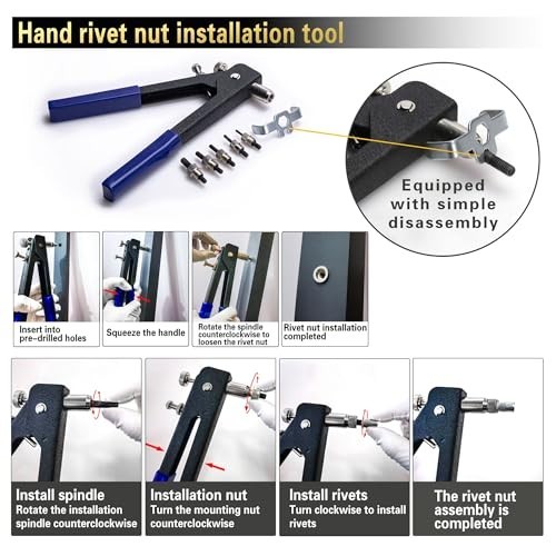 Rivet Nut Tool Kit 430 Pcs M3 M4 M5 M6 M8 Metric Thread Hand Tool for Automotive