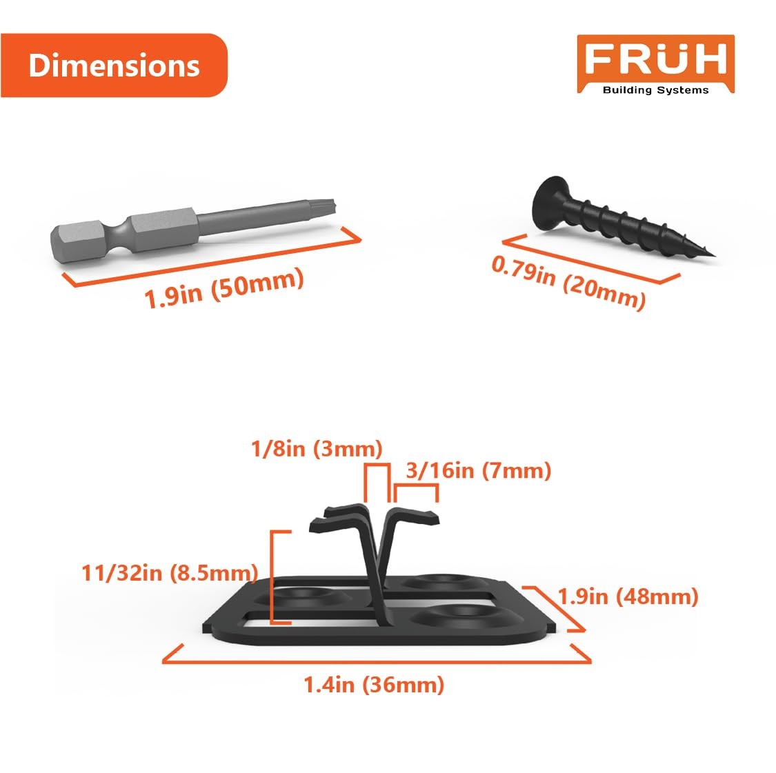 Hidden Deck Fasteners for Composite Boards 8.5mm Groove Black Steel