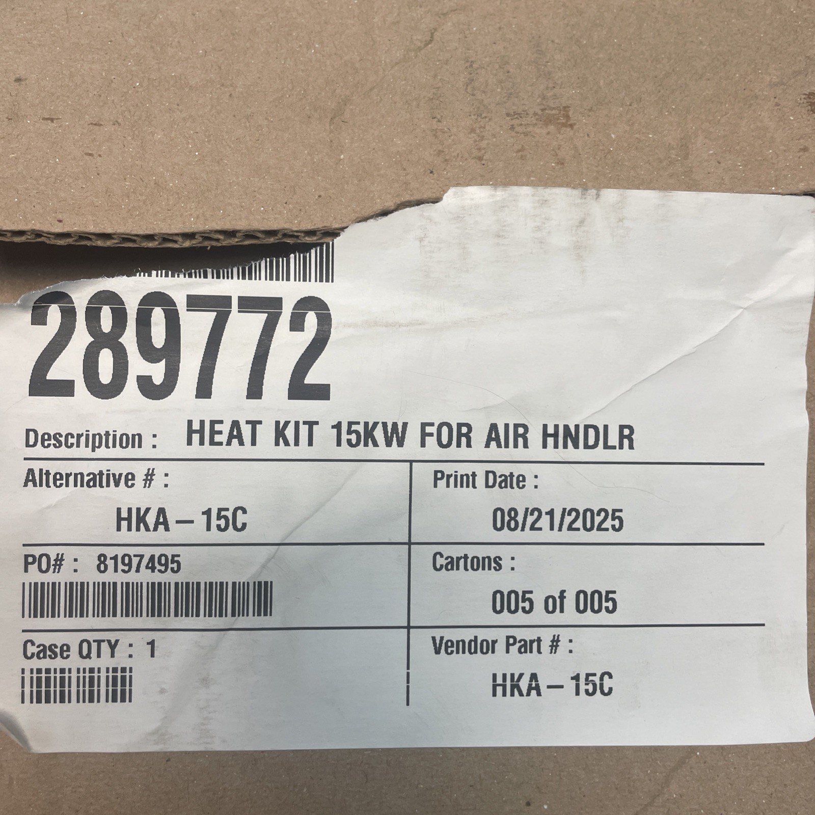 Goodman 15kw Electric Heat Kit For Air Handler HKA-15C (NEW)