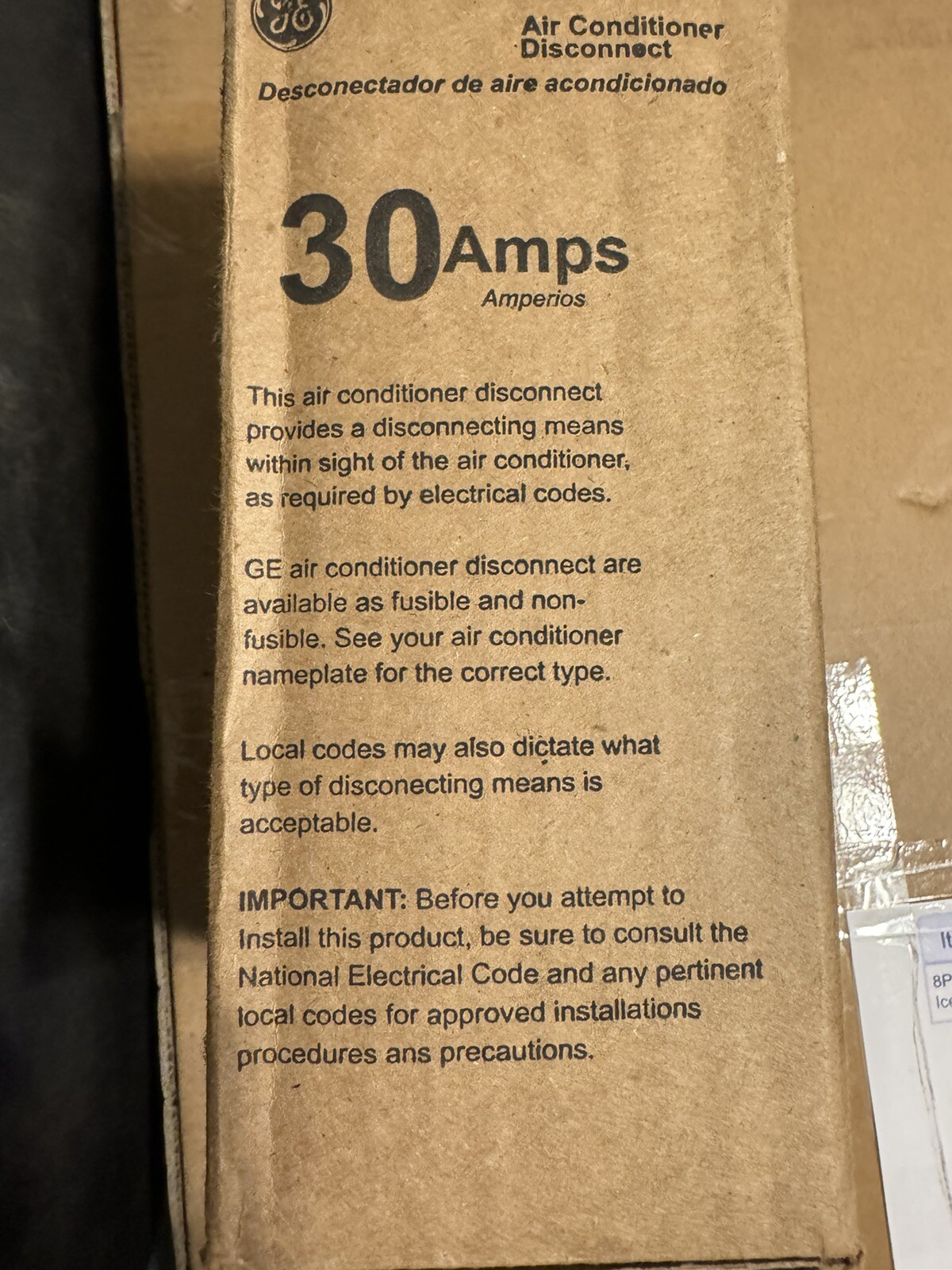GE TF30RCP 240V 30A AC Disconnect Safety Switch – Gray