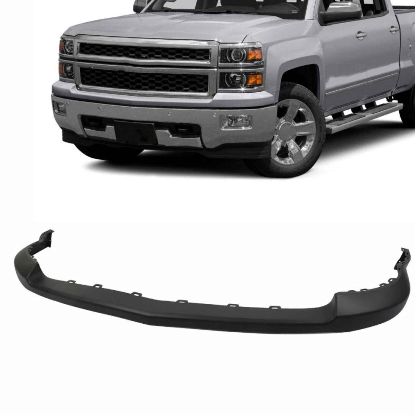 Primed Plastic Front Upper Bumper Cover Replacement for Silverado 1500 2014-2015