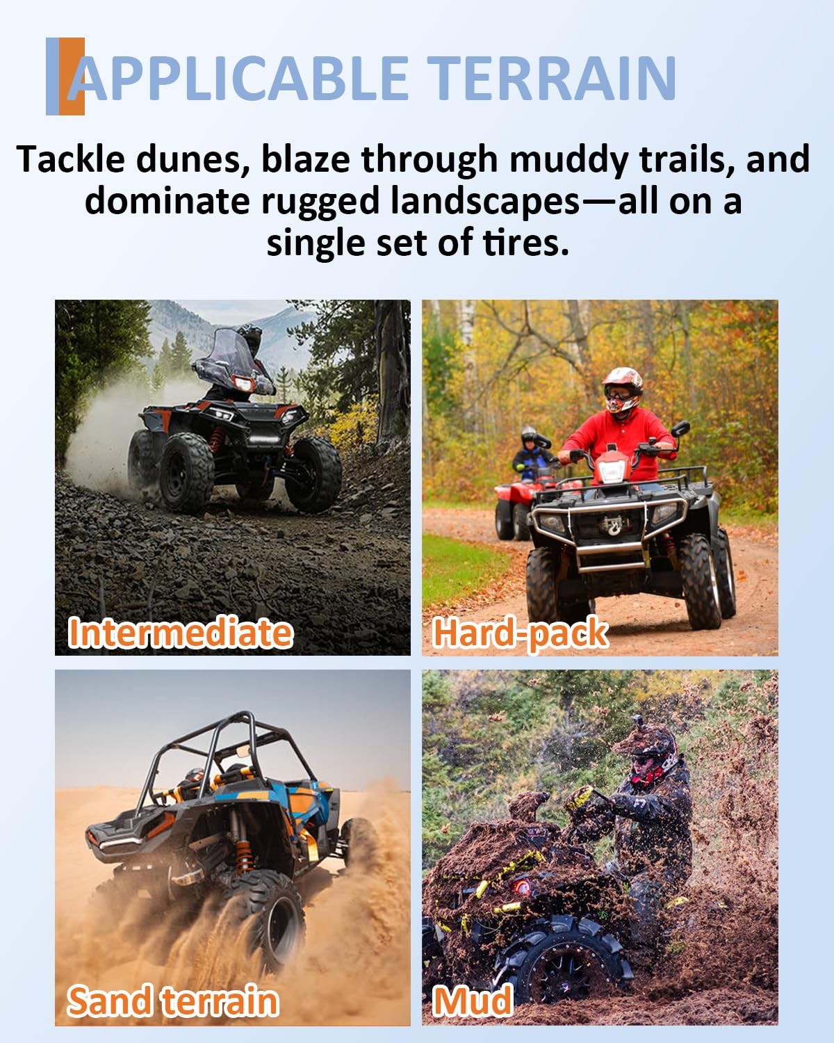 2x 24×8-12 6PR Tubeless ATV UTV All-Terrain Tires Heavy Duty Puncture Resistant