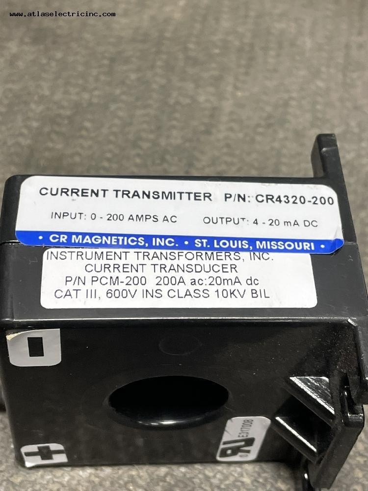 CR Magnetics Cat# CR4320-200 Instrument current transformer 0-200amps 600V 4-20M