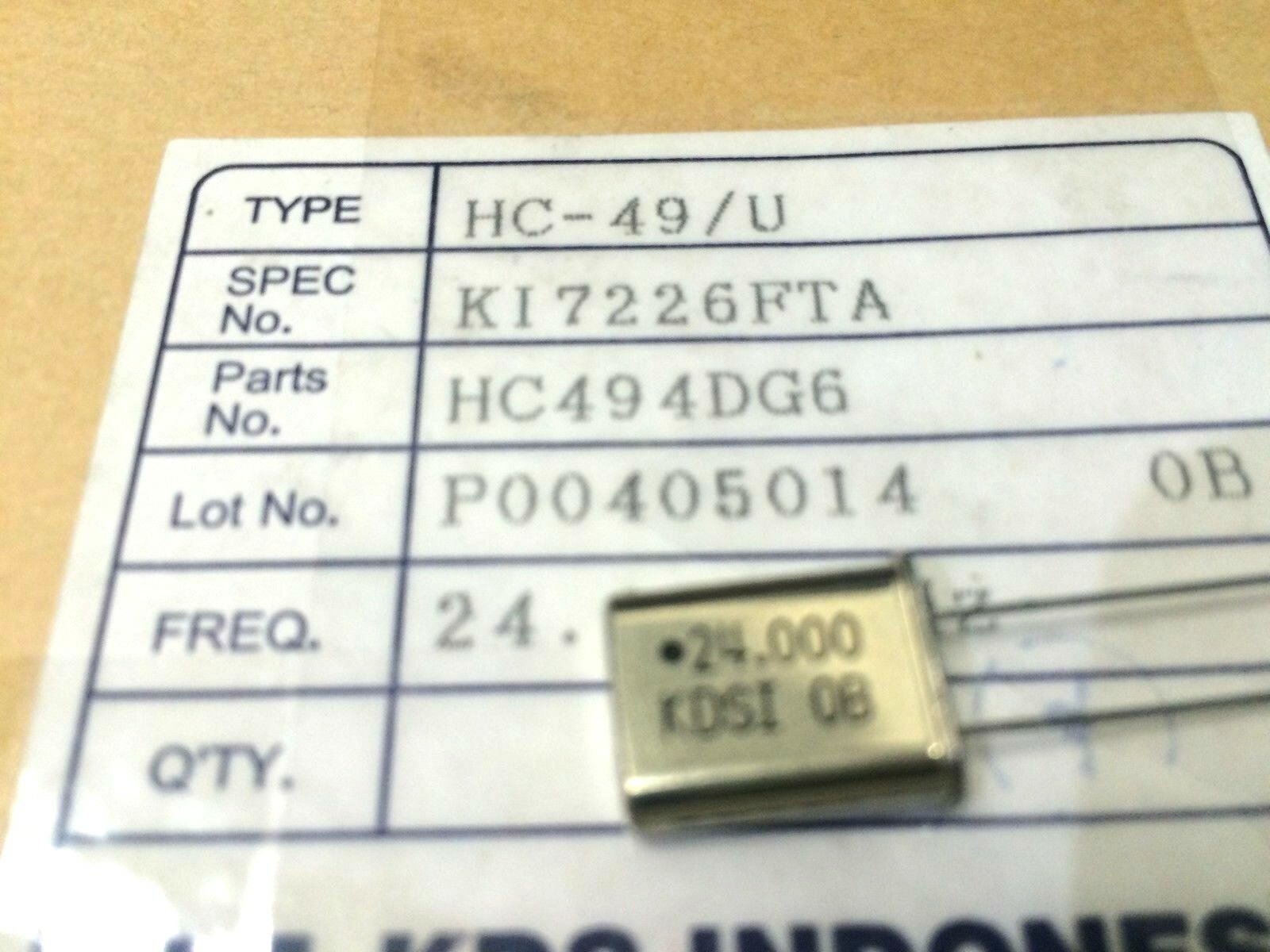 100 Pieces | HC494DG6 24.000MHZ OSCILLATORS KDS Crystals | FREE US Shipping