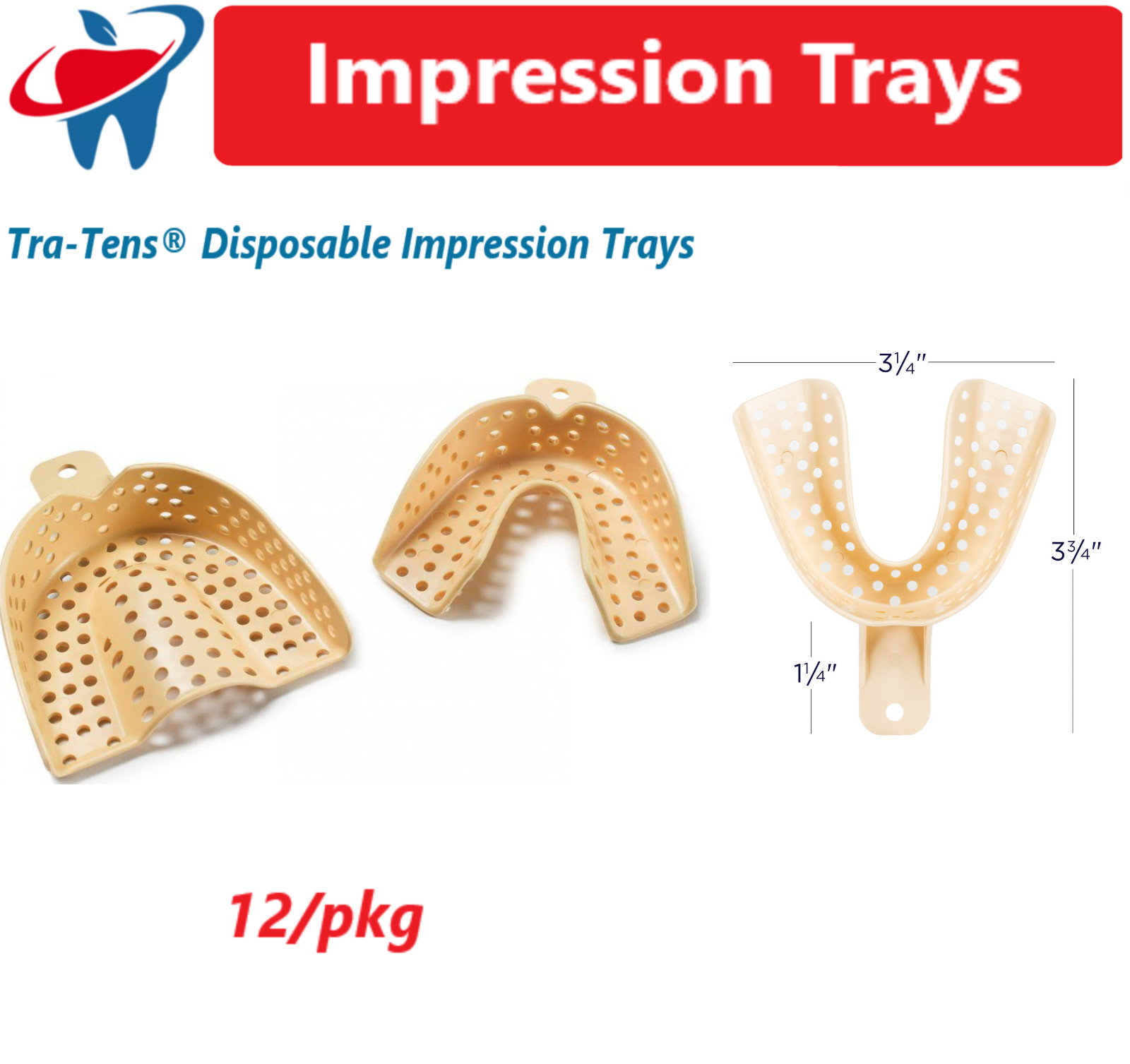 Tra-Tens® Disposable Impression Trays – Perforated, 12/Pkg – Water Pik