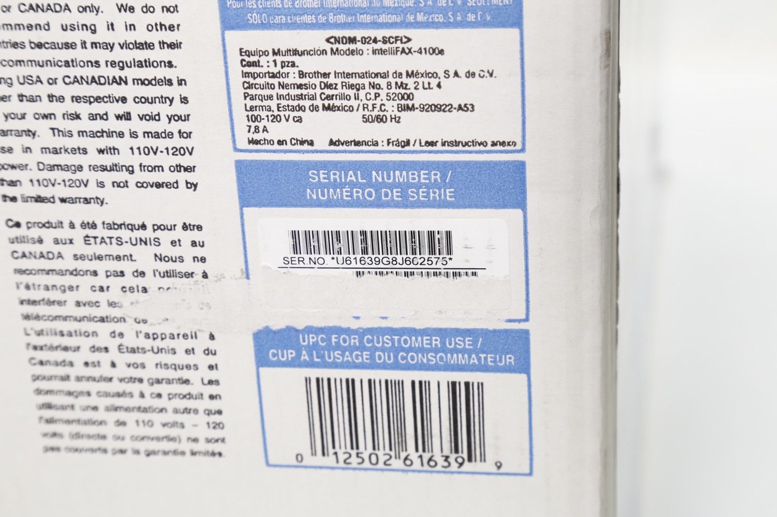 Brother IntelliFAX 4100e Business Class Laser Fax Machine FACTORY SEALED