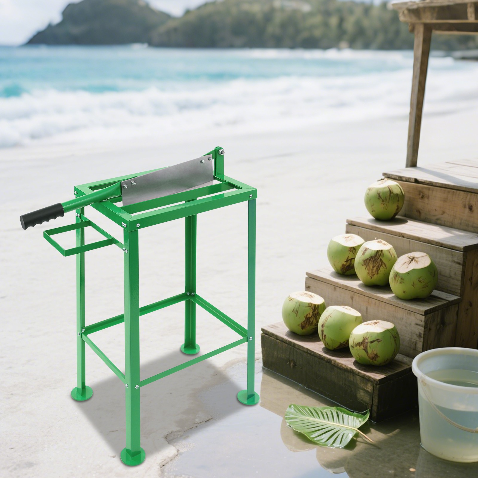 Commercial Coconut Opener Manual Cutter Floor Standing Coconut Cutting Tool