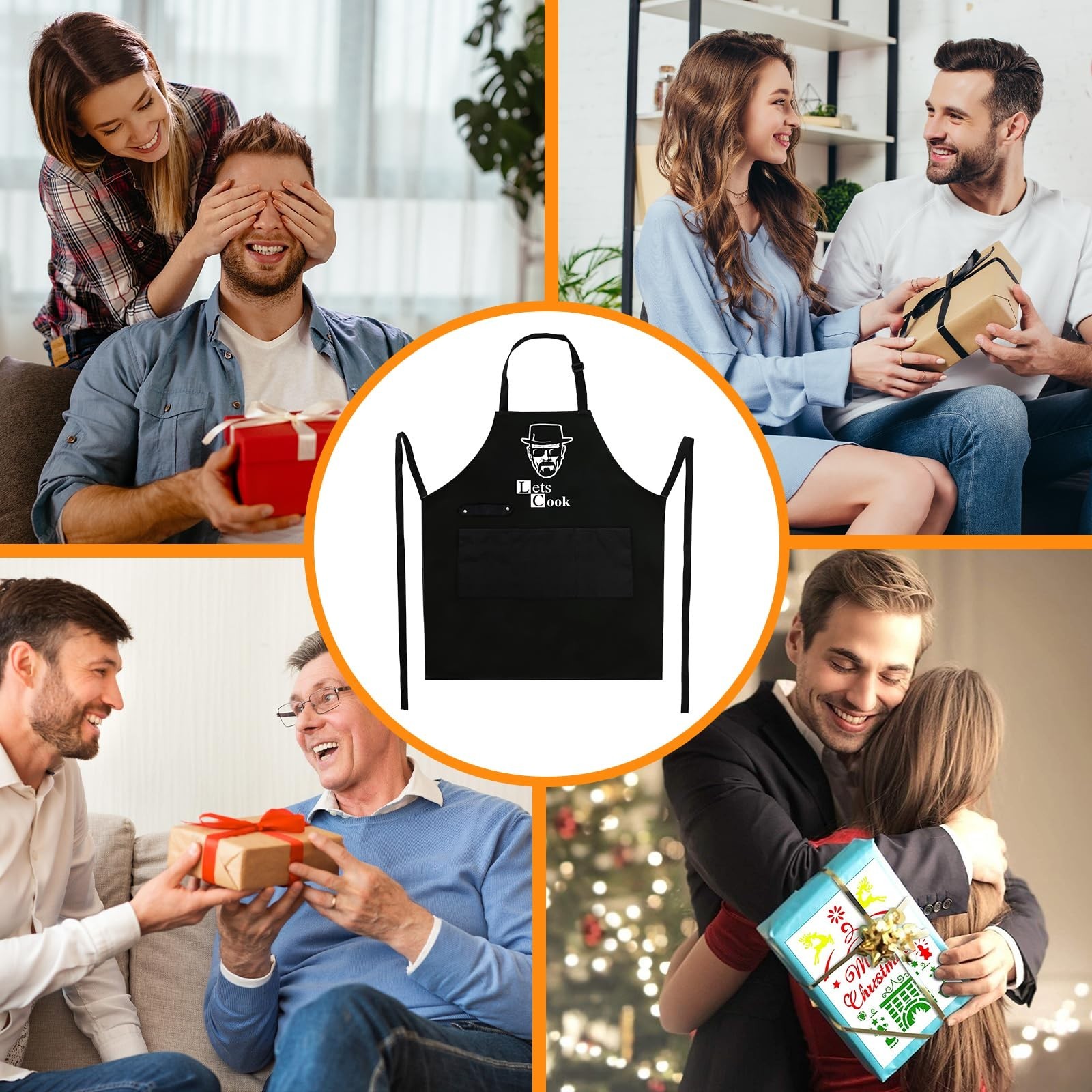 Funny Aprons for Men – Adjustable Grilling BBQ Chef Kitchen Cooking Apron wit…