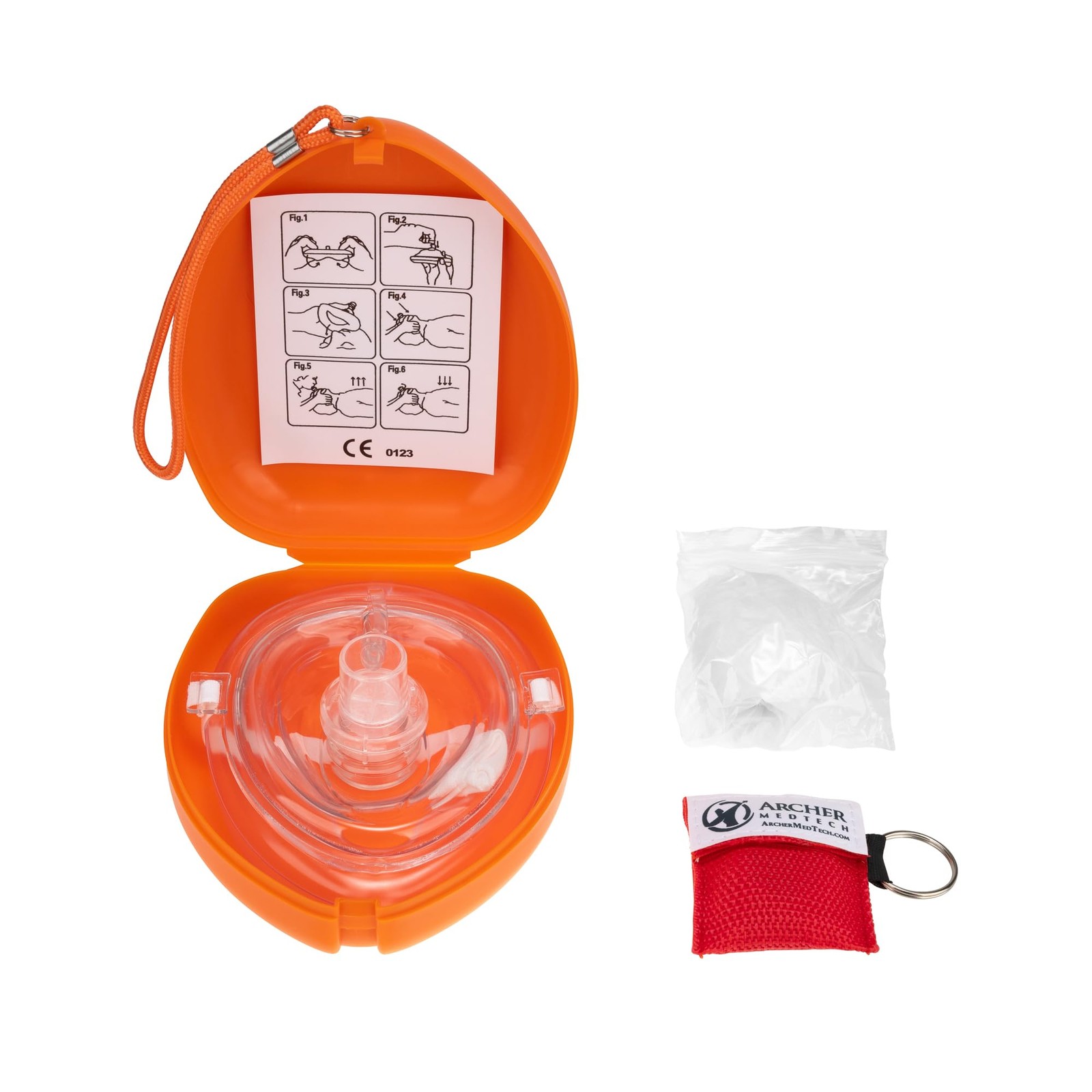 Archer MedTech CPR Mask with One-Way Valve,, First Aid Rescue Mask