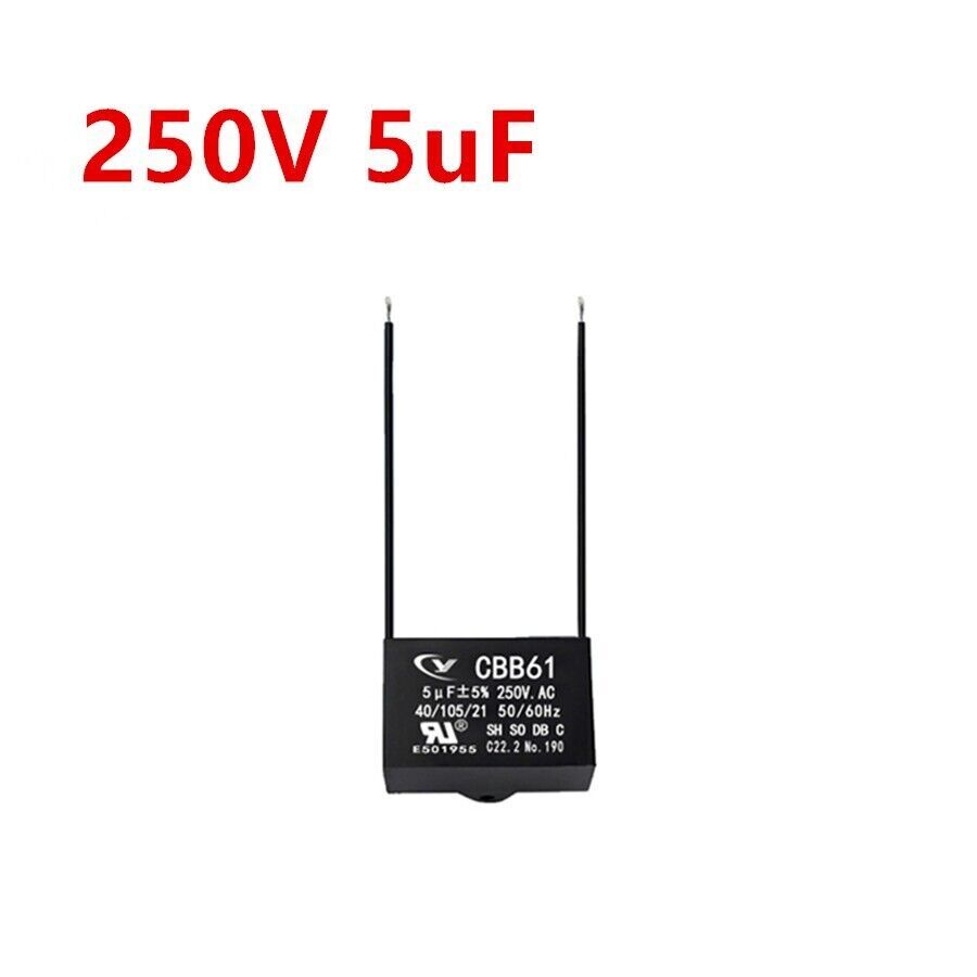 CBB61 5mfd 5uf 5.0uf 250V VAC Ceiling Fan Capacitor 2 Wires