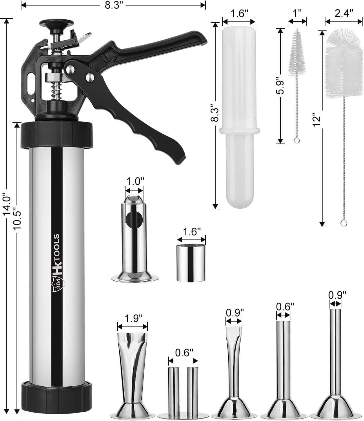 Meatball Maker Jerky Gun Kits 2.5 LB Stainless Steel Sausage Stuffer Waterproof