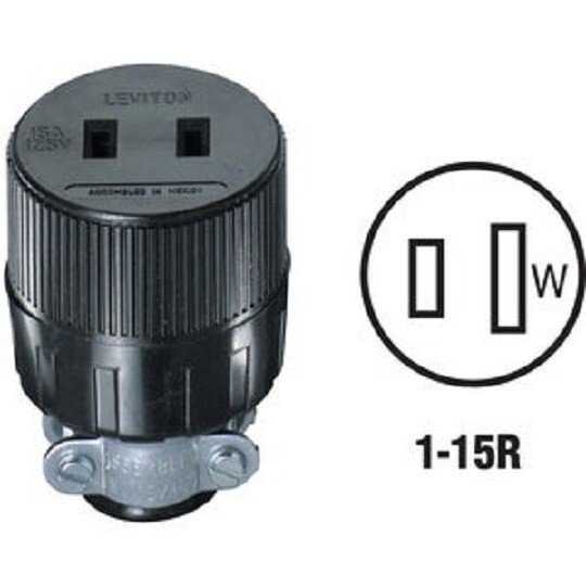 (50)-Leviton 15A 125V 2-Wire 2-Pole Round Electrical Cord Connector 001-612