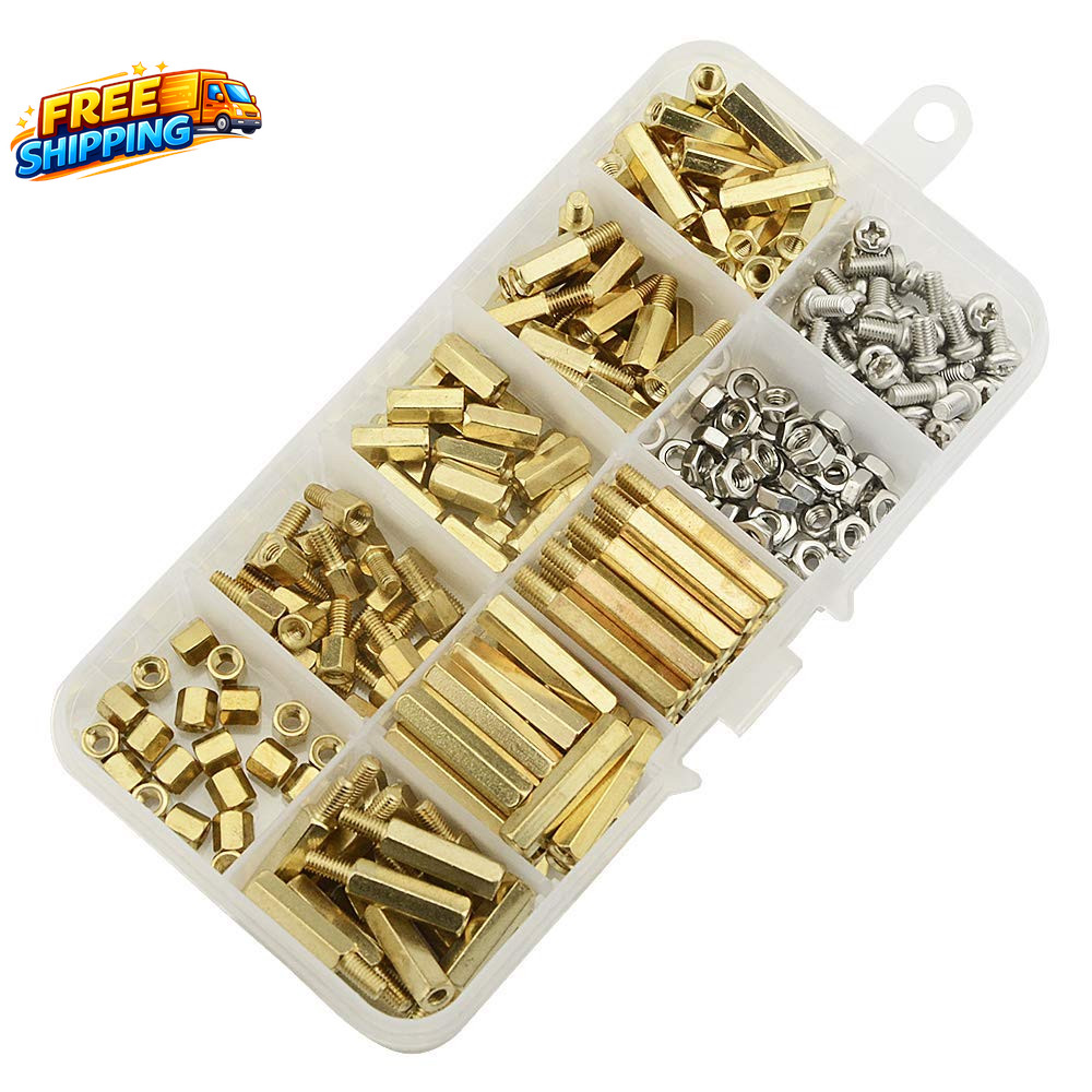 BGTXINGI M3 Brass Male-Female Hex Spacer Standoff Screw Nut Assortment Kit and S