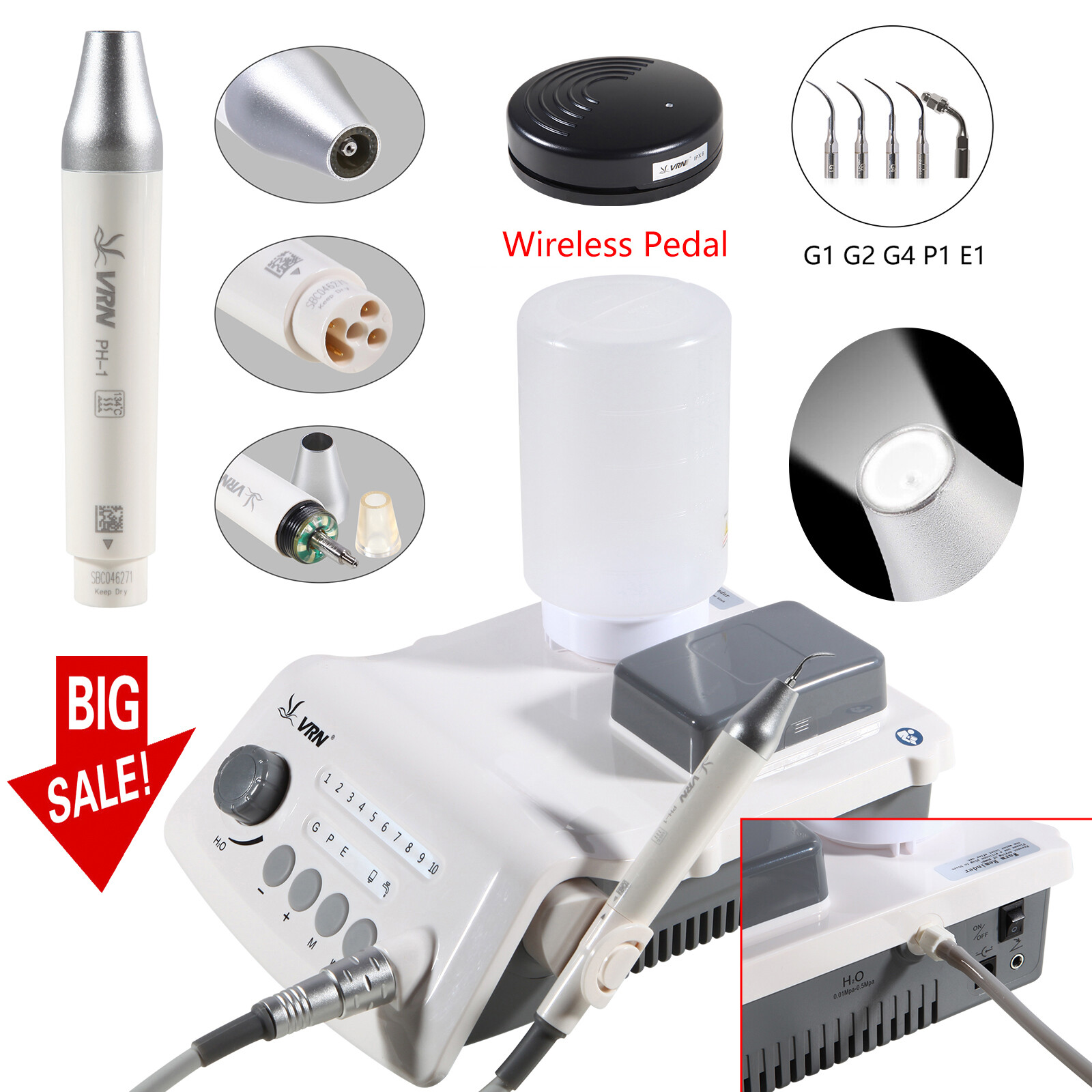 VRN LED Dental Ultrasonic Piezo Scaler Handpiece Bottle Tips Fit EMS Woodpecker