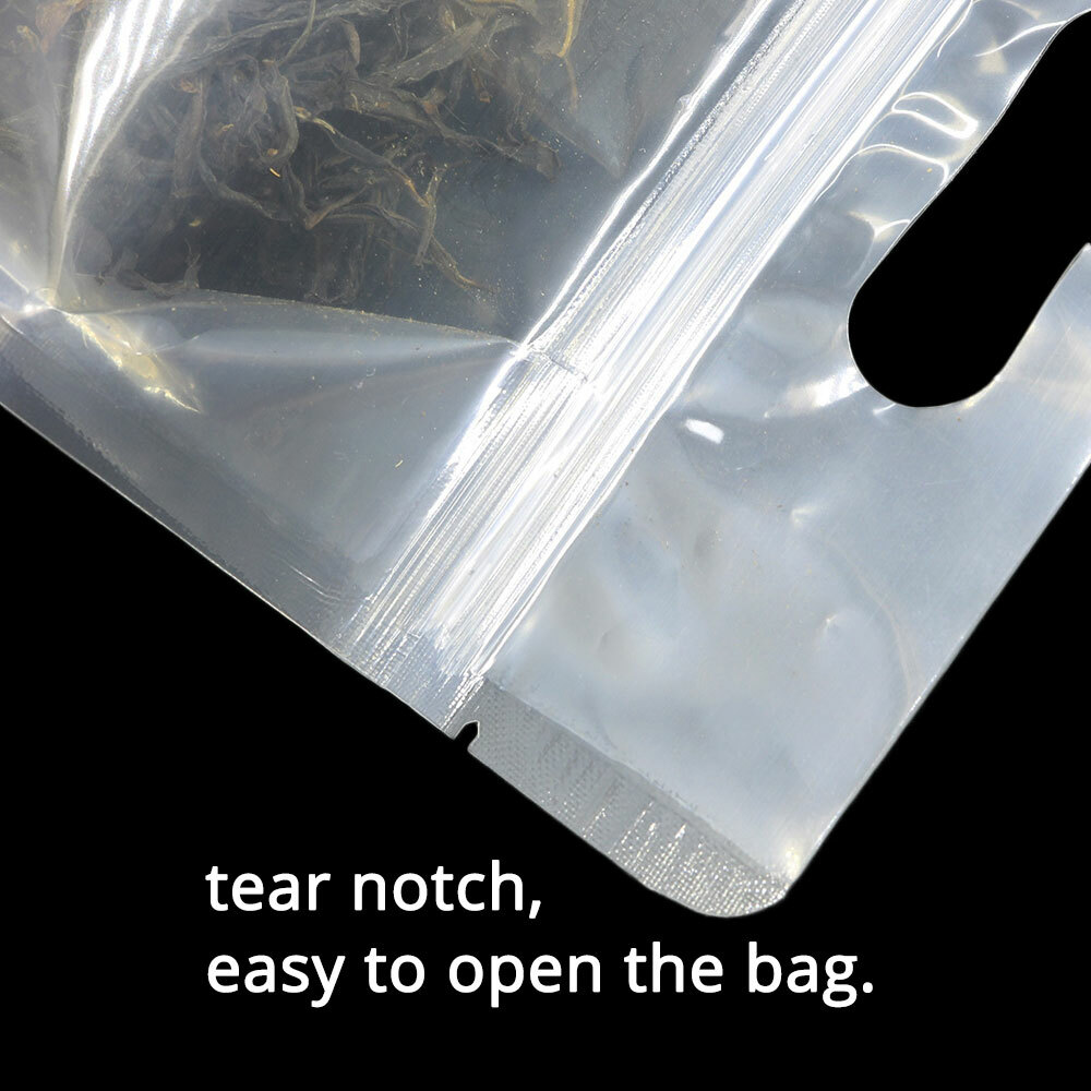 Multi-Size Mylar Clear/Clear/Clear Glossy Stand Up Zip Lock Bag w/ Hang Hole