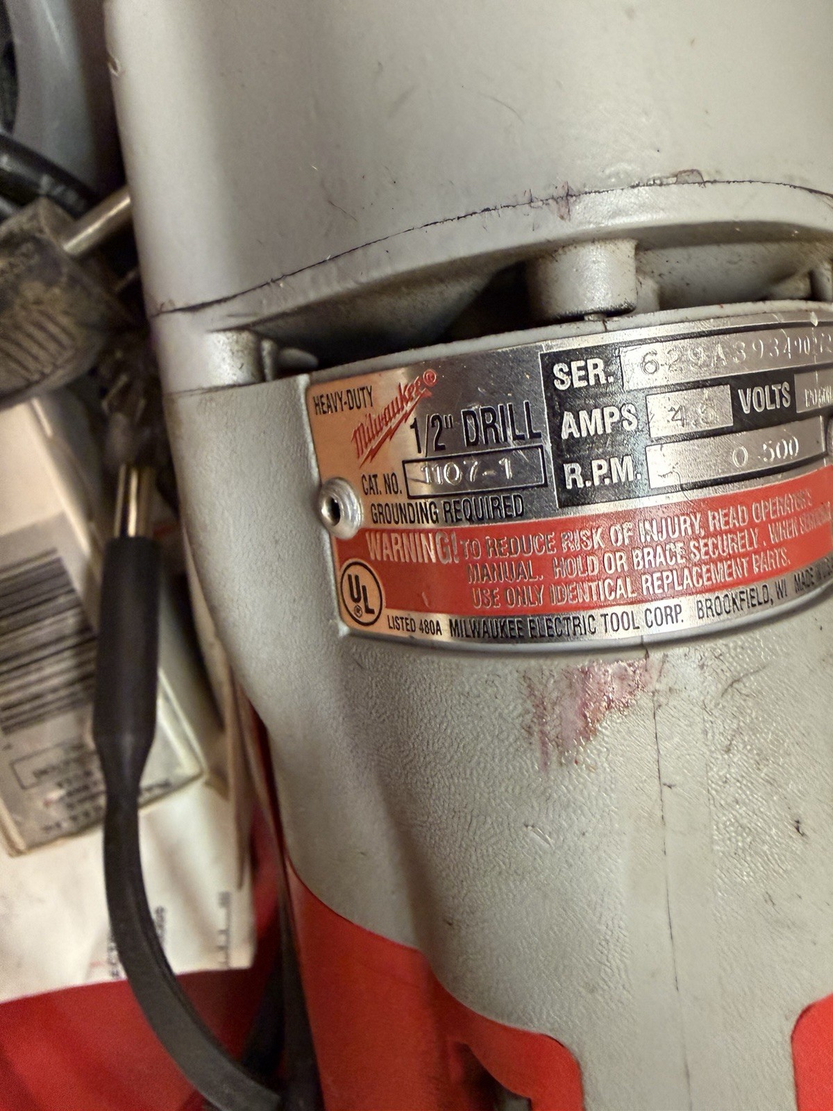 Milwaukee 1/2” Right Angle Drill 1107-1 W/ Metal Case, Bits, & More