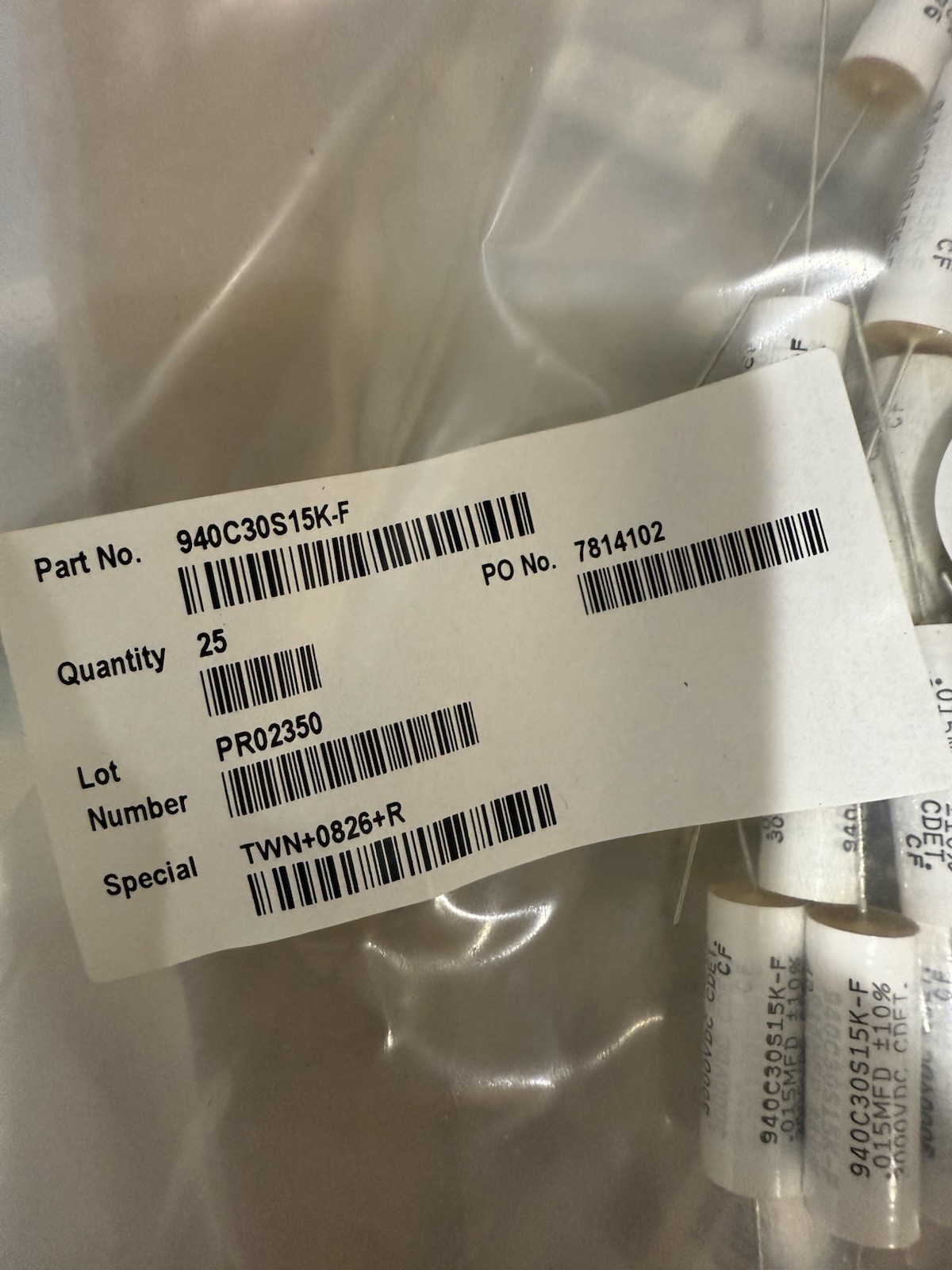 Cornell Dubilier Power Film Capacitor 940C30S15K-F NEW QTY 25 PCS