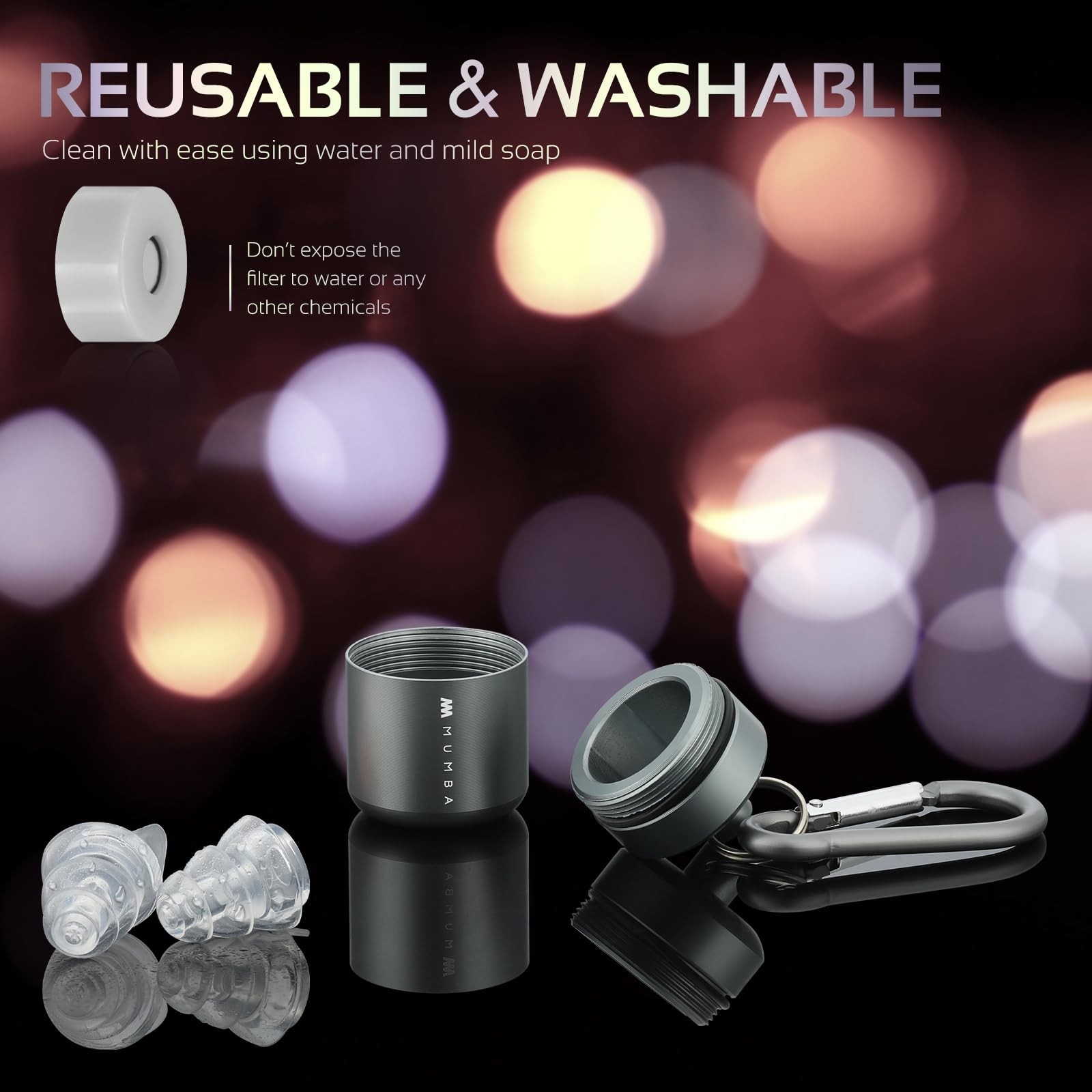 Mumba Reusable High Fidelity Ear Plugs, 24dB Advanced Filter Tech Ear Protection