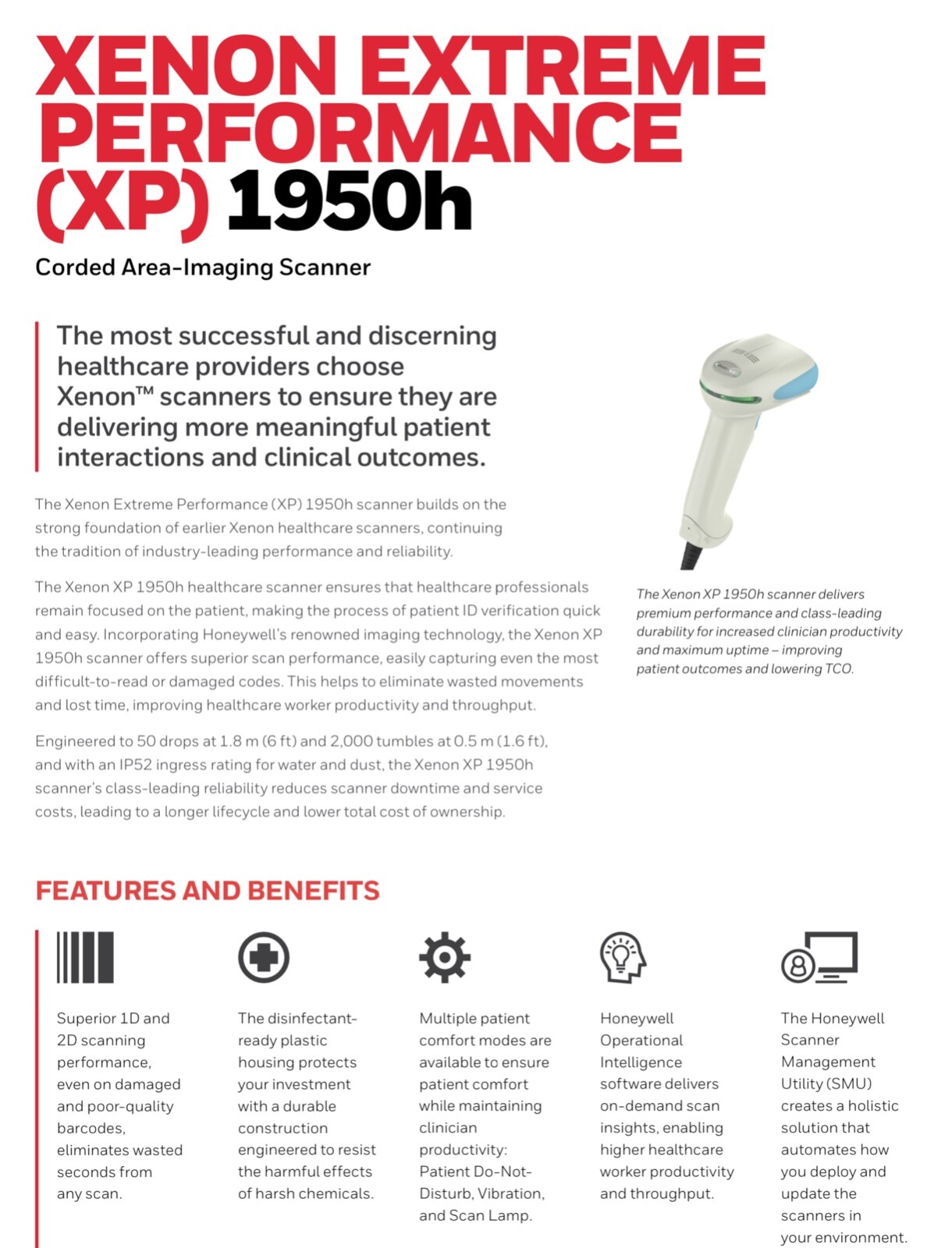 Honeywell Xenon 1950H / 1900H High Density Barcode Scanner 1950HHD-5USB-N NIB