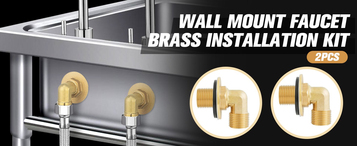 Wall Mount Commercial Faucet Installation kit,Brass 2 Pack Backsplash Mount Set
