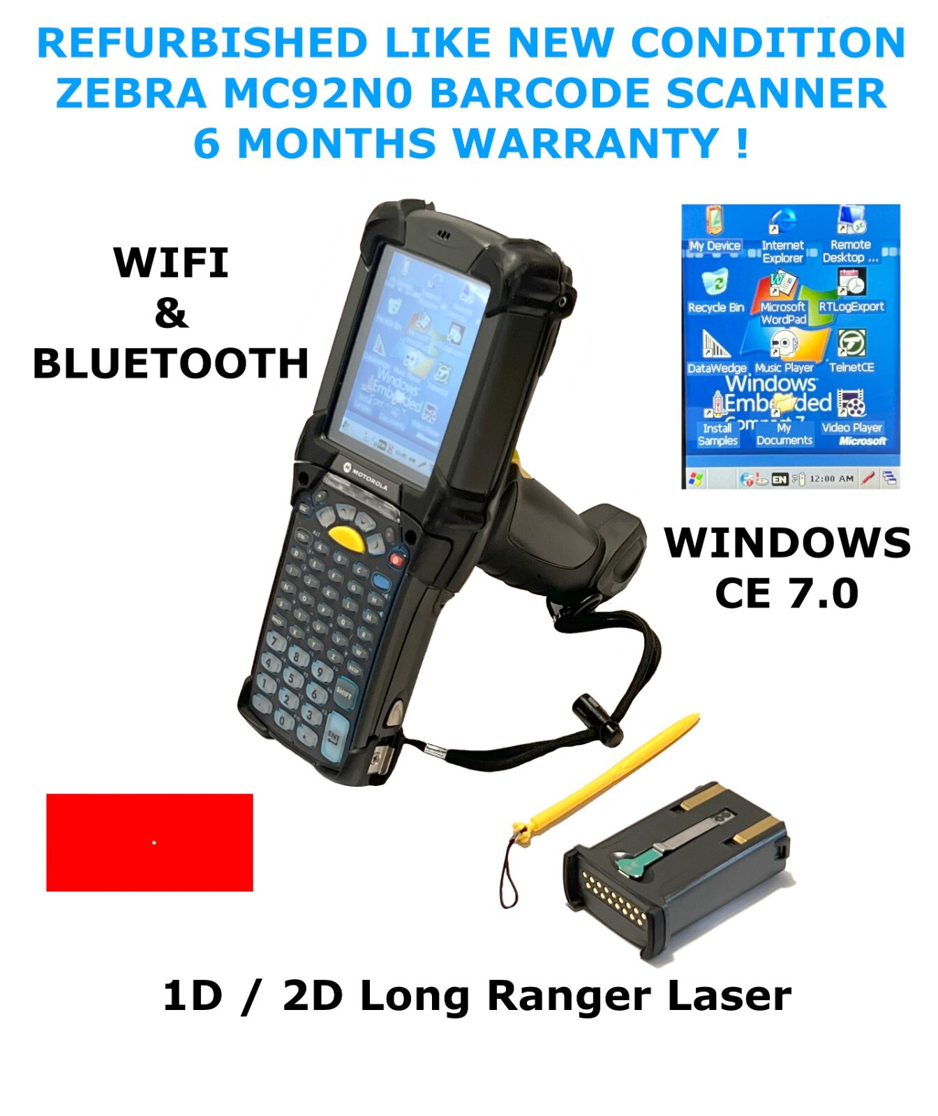 🔥 Symbol MC92N0-G90SXEYA5WR 1D/2D Long Range Windows CE 7.0 & 6 MONTHS WARRANTY